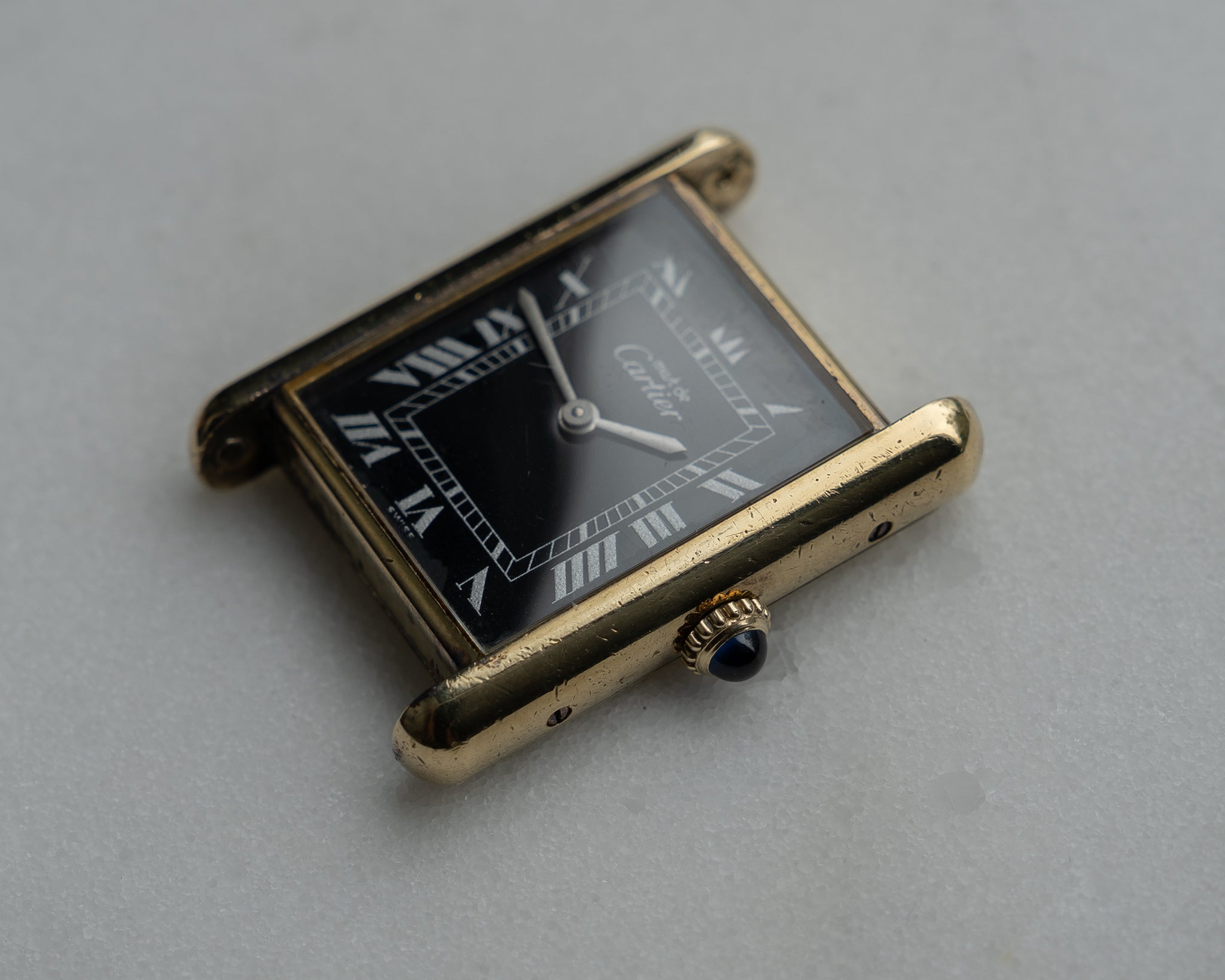 Cartier Must Tank Black Dial with silver painted numerals - LM size, manual wind movement