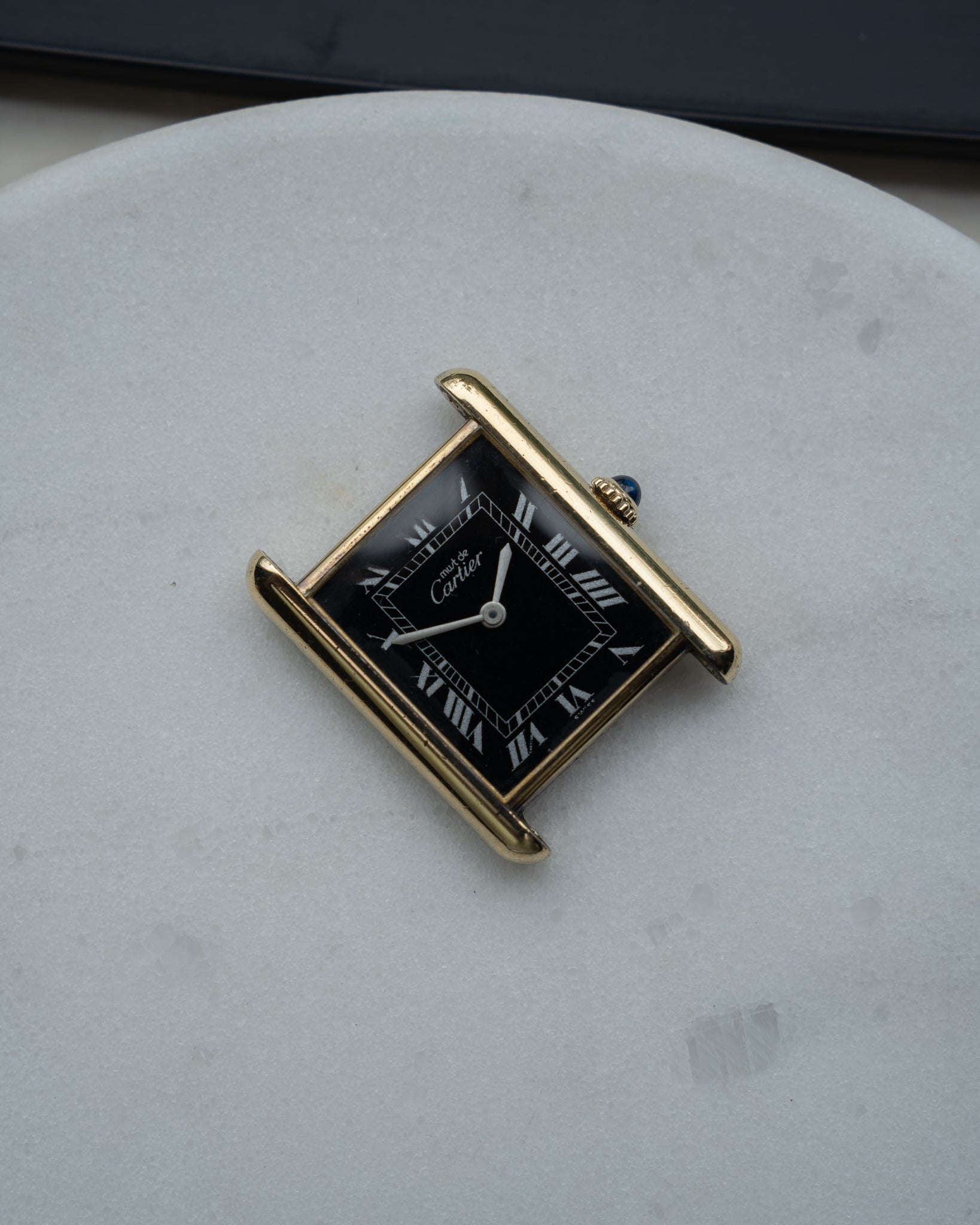 Cartier Must Tank Black Dial with silver painted numerals - LM size, manual wind movement