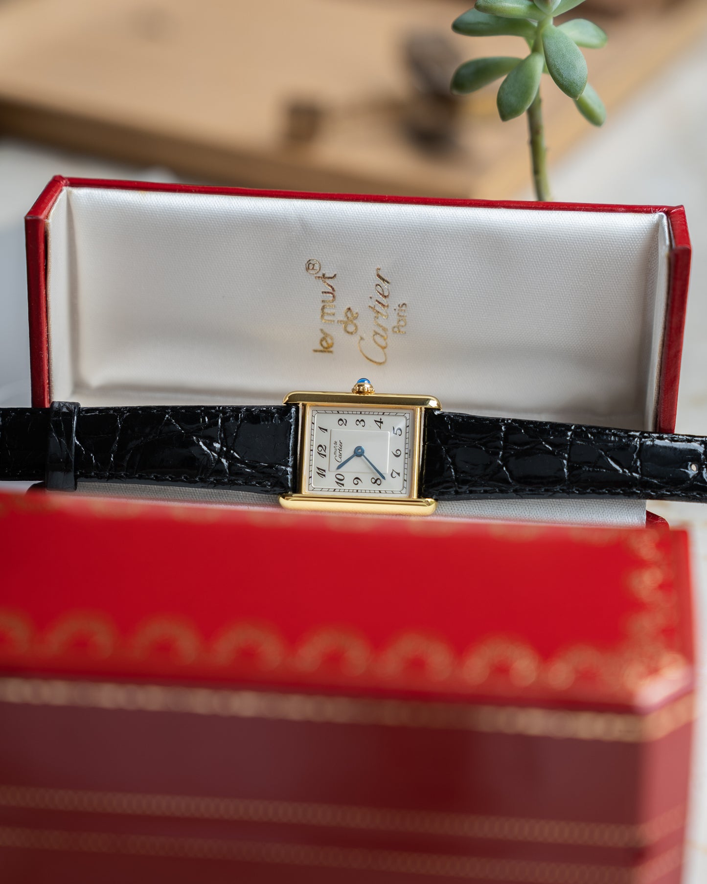 Must de Cartier Tank LM- Breguet Numeral white dial, box & papers