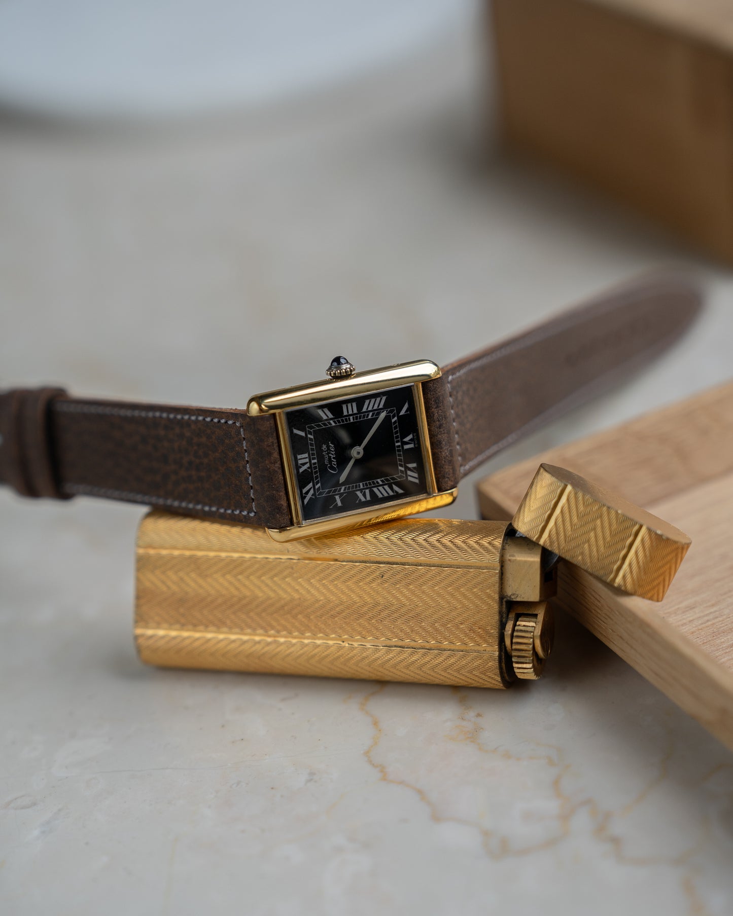 Cartier Must Tank Black Dial LM manual wind movement