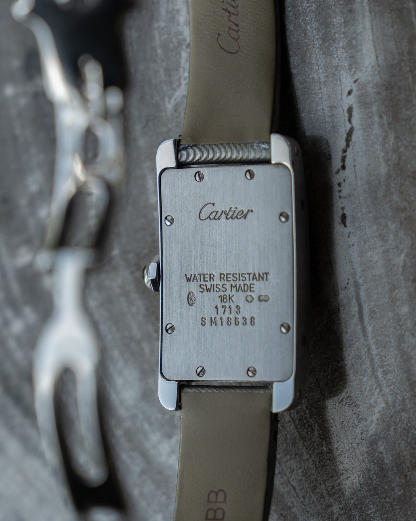 Cartier Tank Américaine in white gold, ref 1713, grey dial, full set