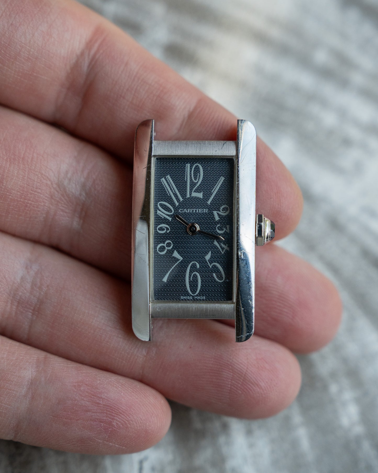 Cartier Tank Américaine in white gold, ref 1713, grey dial, full set