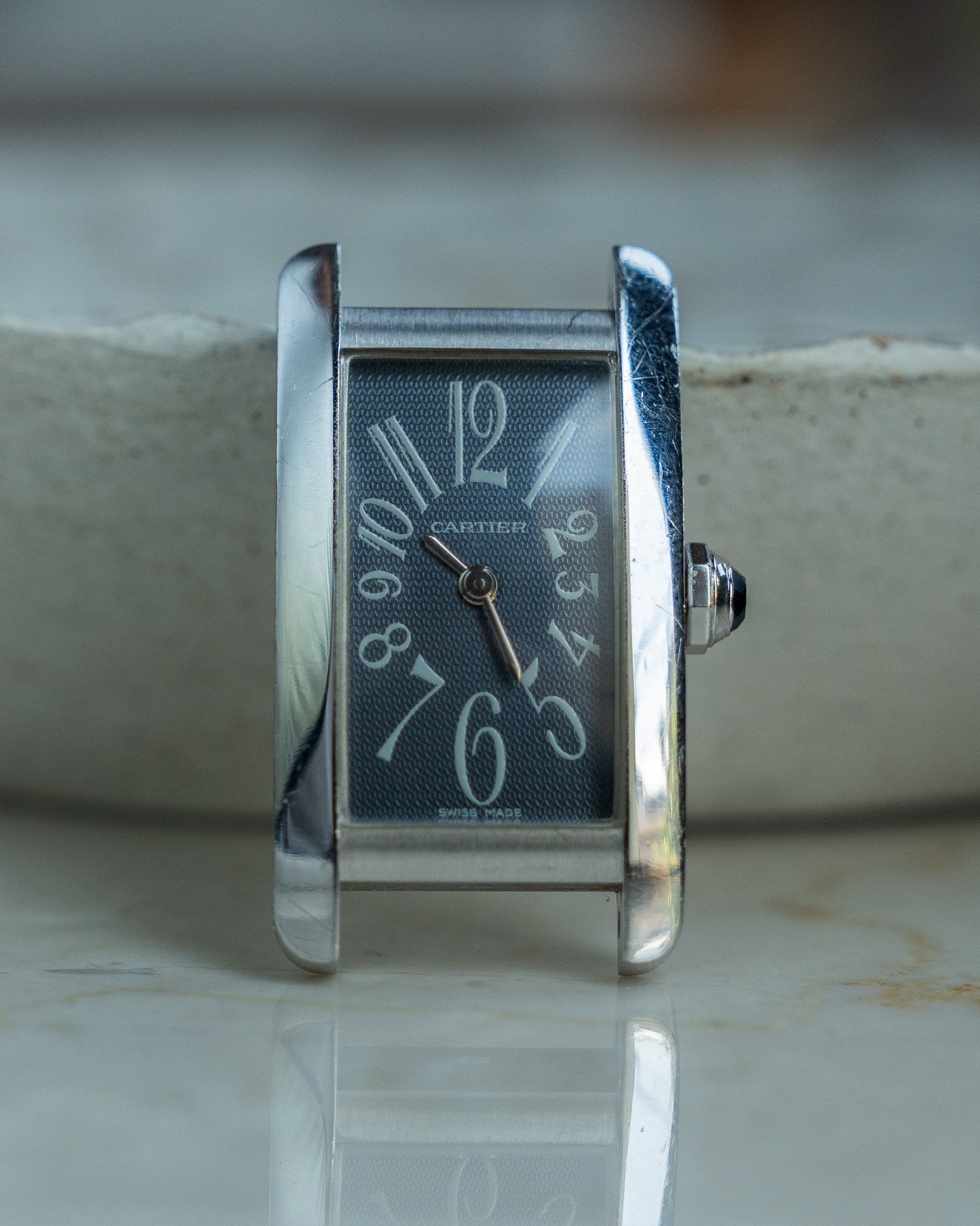 Cartier Tank Américaine in white gold, ref 1713, grey dial, full set