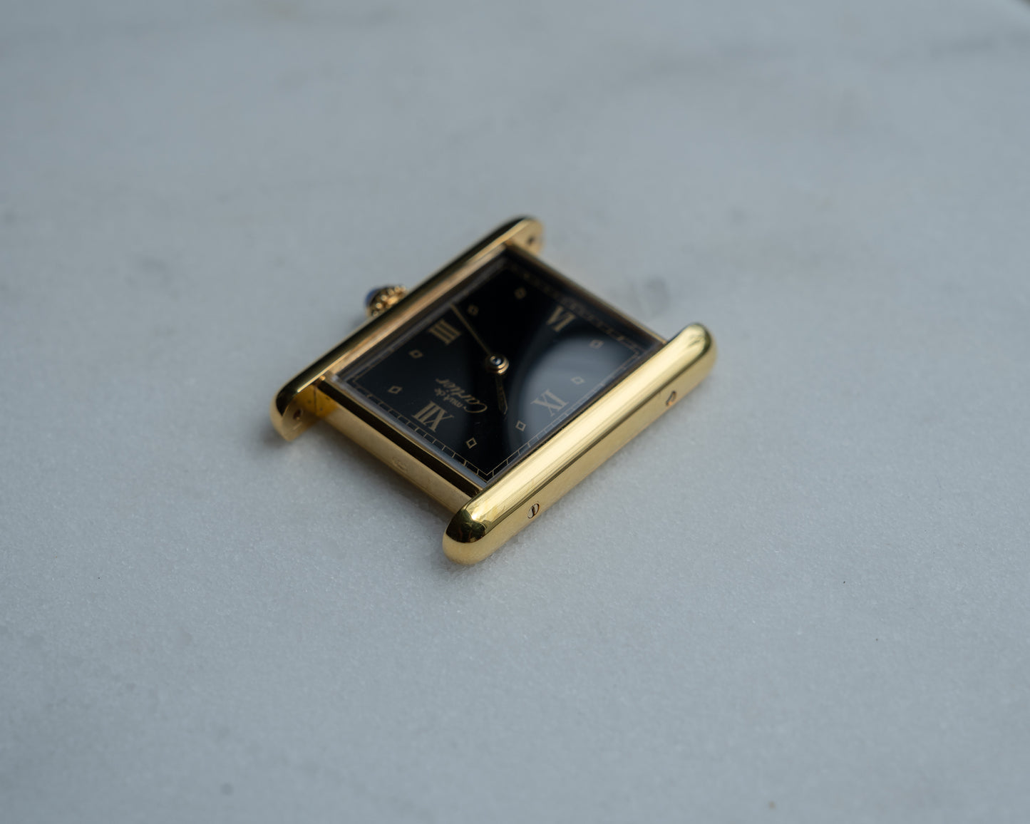 Cartier Must Tank black dial Roman Numeral LM size - Box & Papers
