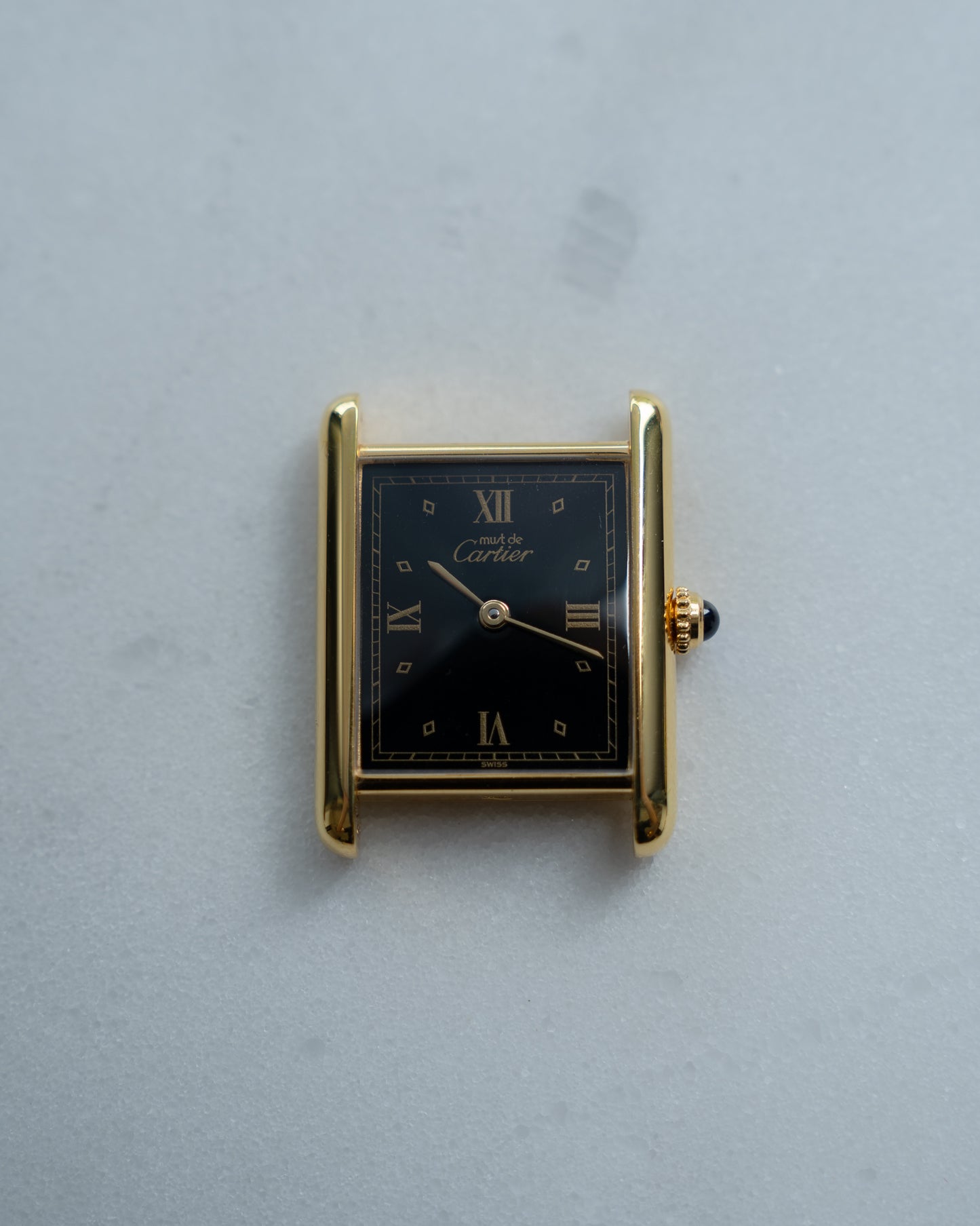 Cartier Must Tank black dial Roman Numeral LM size - Box & Papers