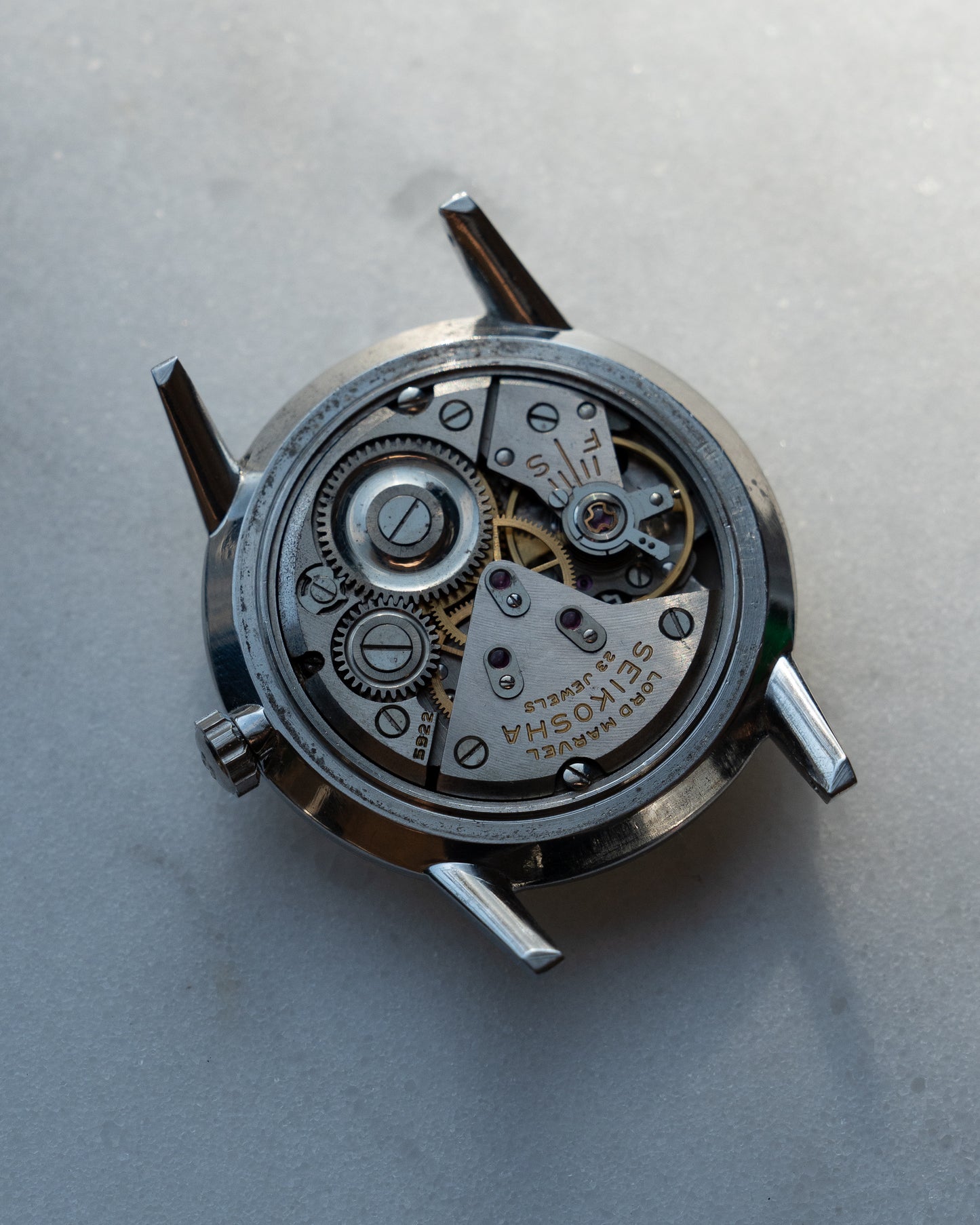 Seiko Lord Marvel 1st generation in steel, carved Mark 2 dial, "special dial"
