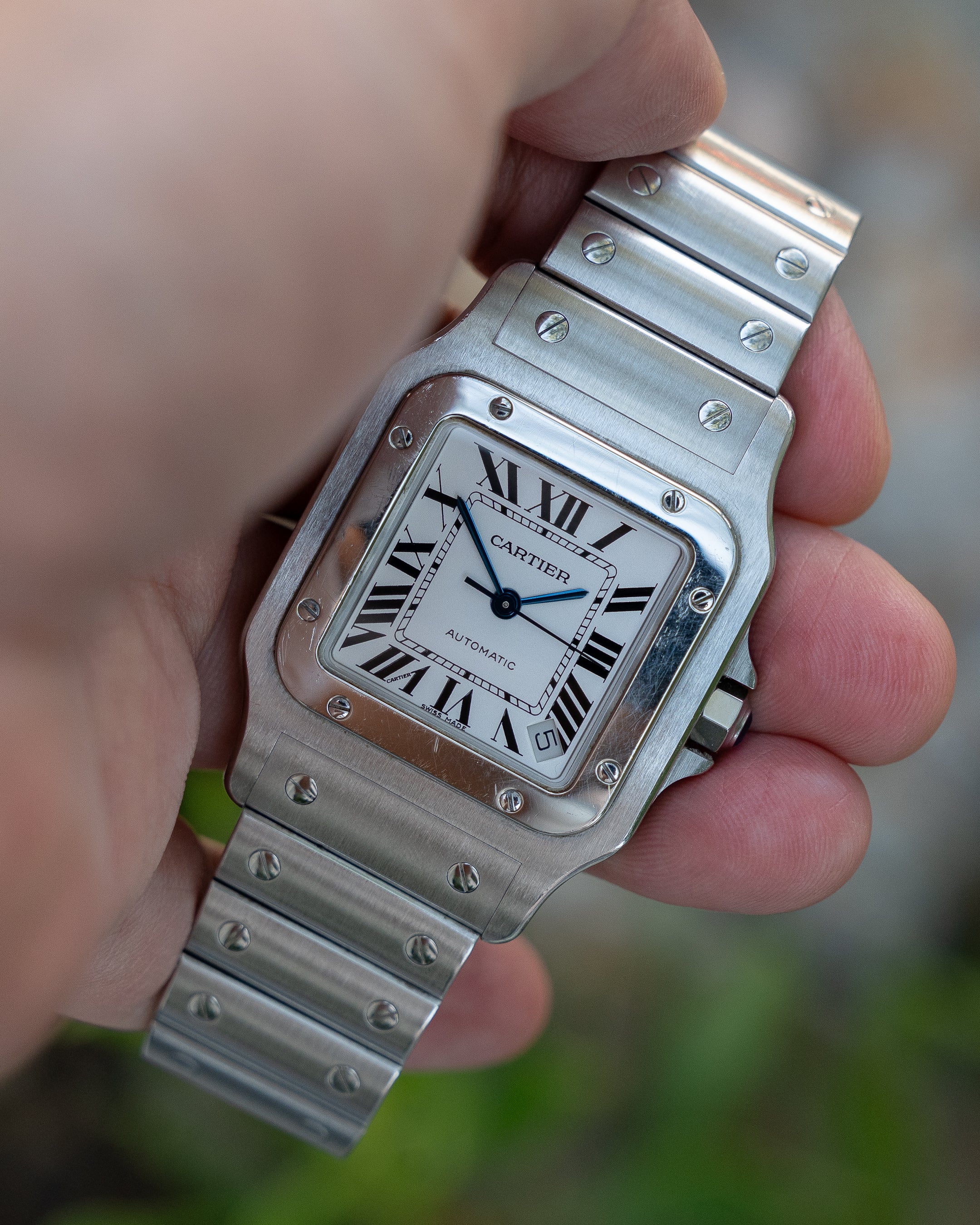 Cartier Santos Galbée reference 2823, XL (extra large size) in steel, full set