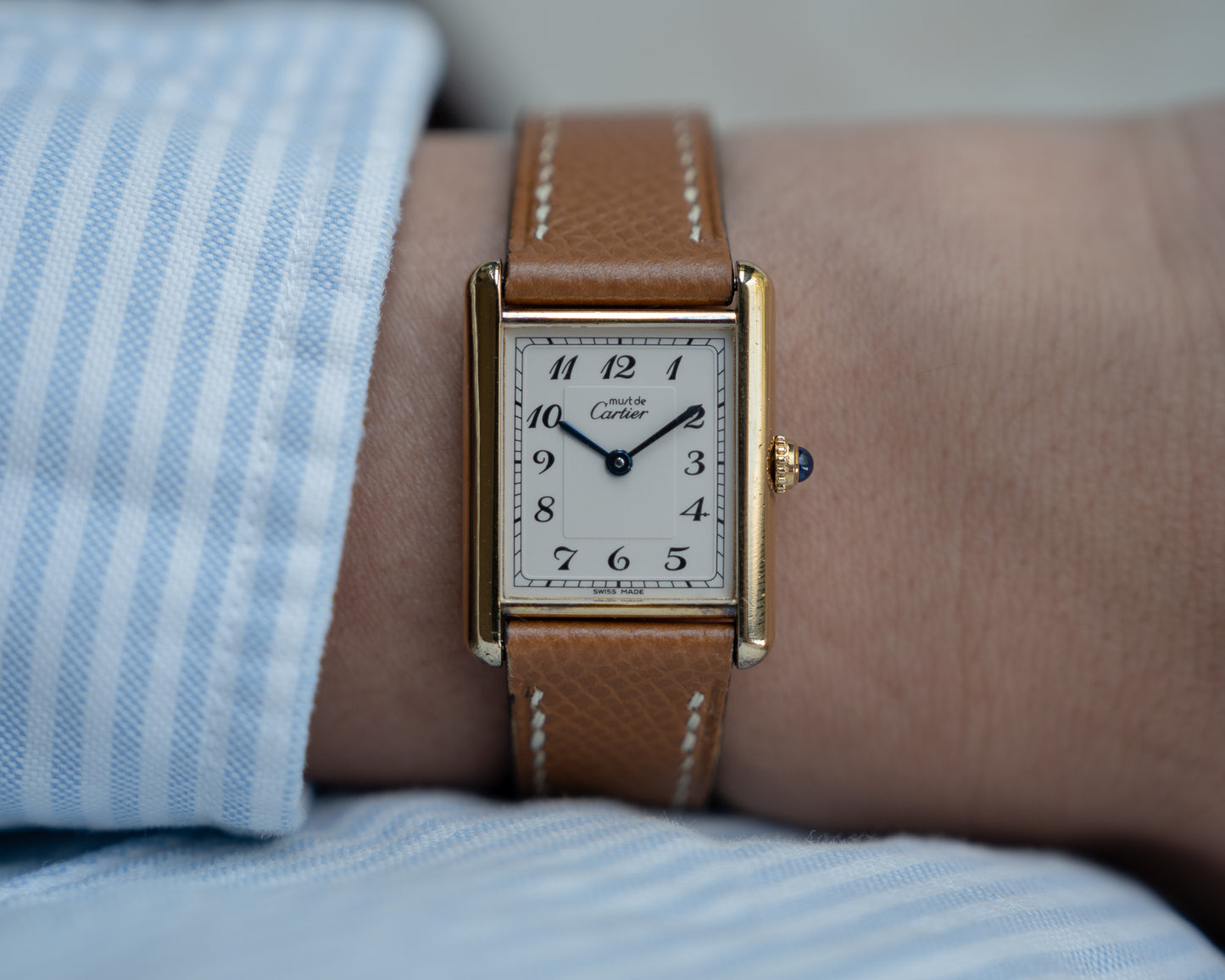 Must de Cartier Tank LM- Breguet Numeral white dial