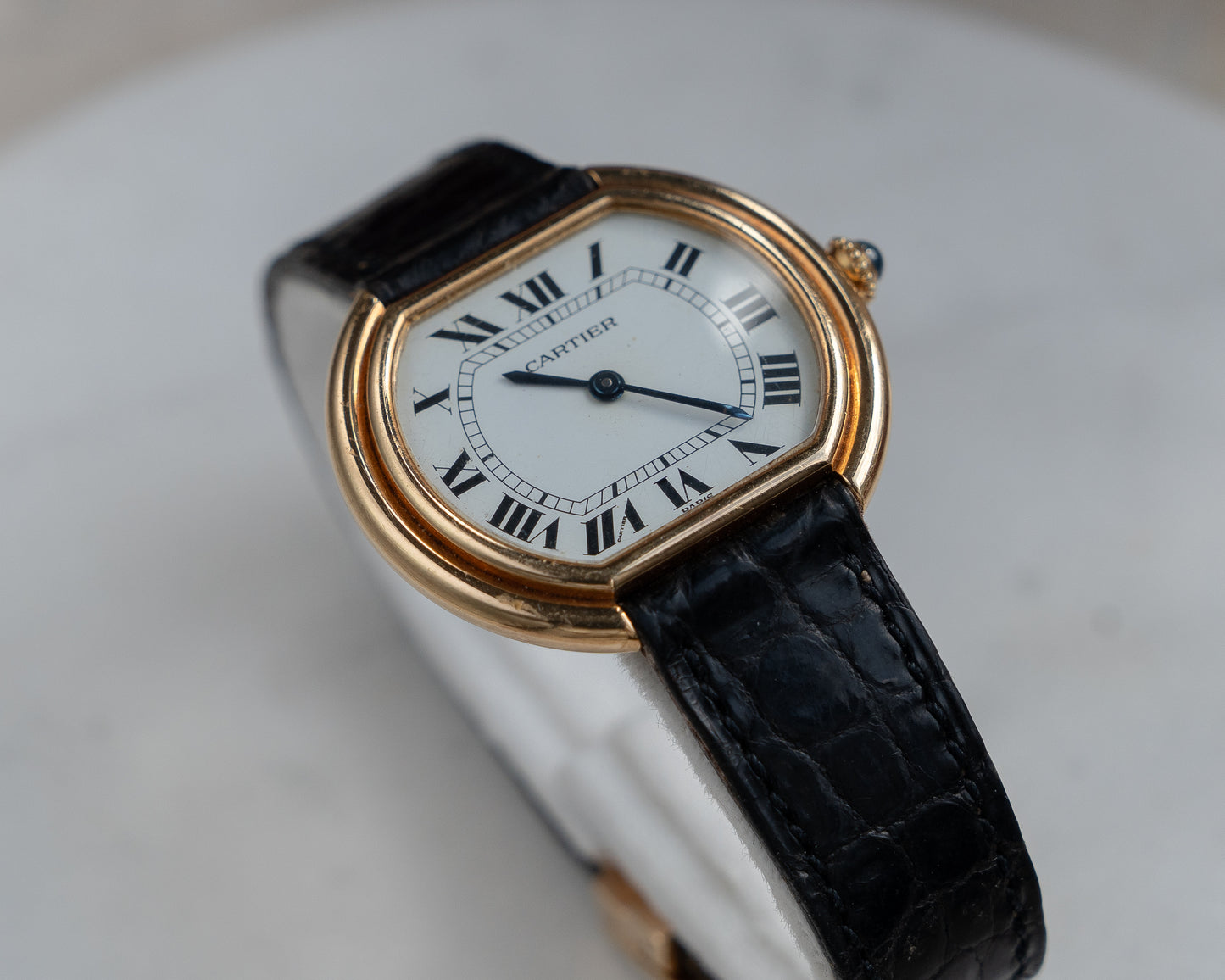 Cartier Ellipse 18k Yellow Gold, Paris Dial, LM size 1970's with 18k deployant buckle