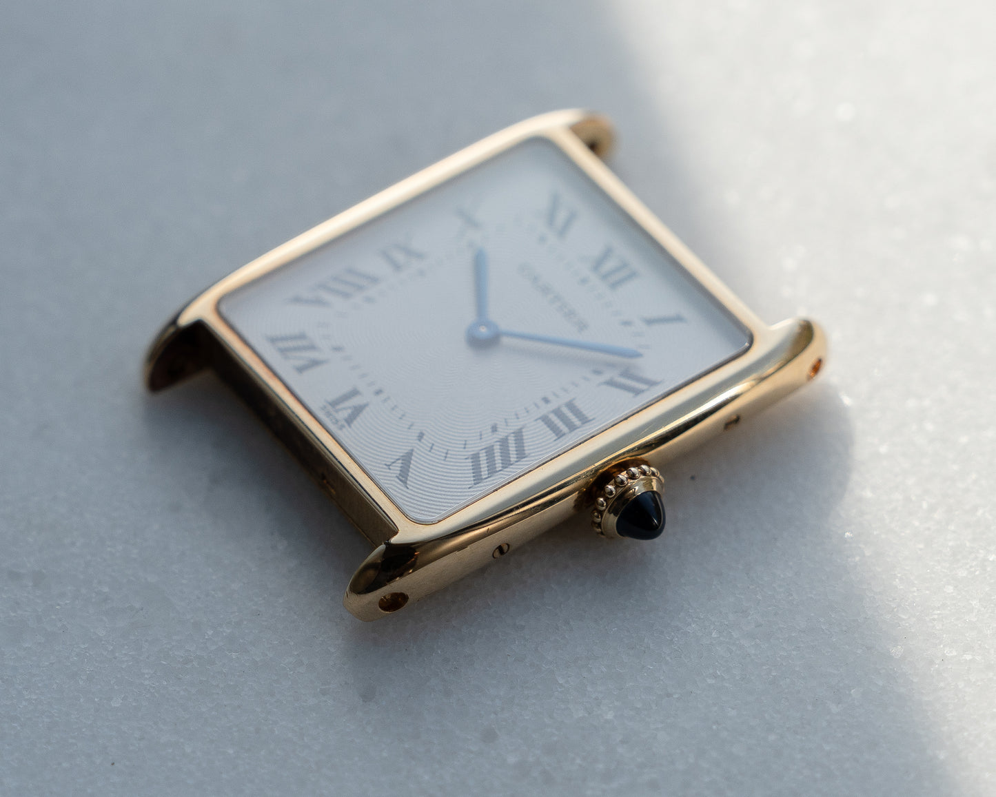 Cartier Tank Arrondie "extra flat" YG guilloche dial, Frederique Piguet Cal. 21, full set