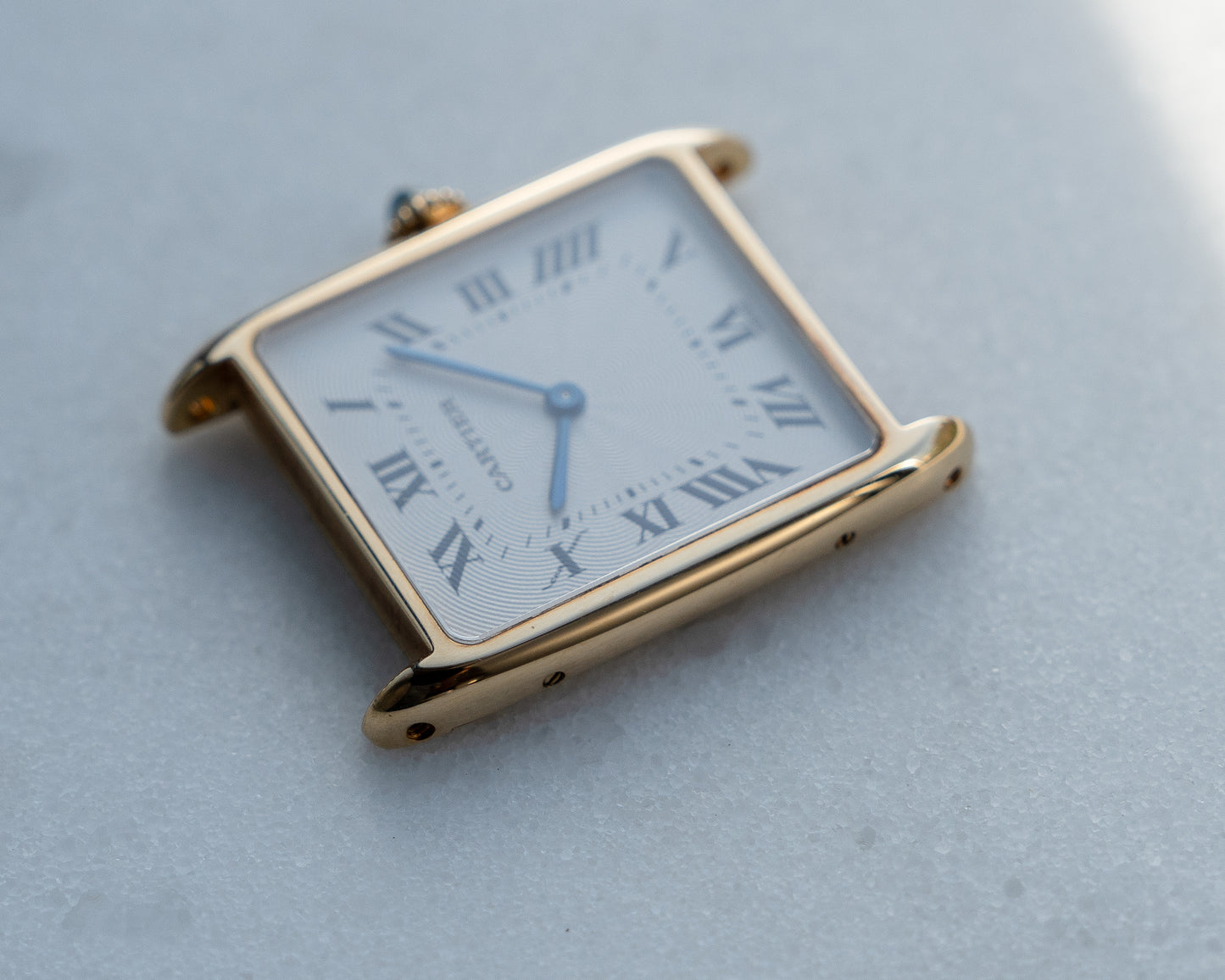 Cartier Tank Arrondie "extra flat" YG guilloche dial, Frederique Piguet Cal. 21, full set