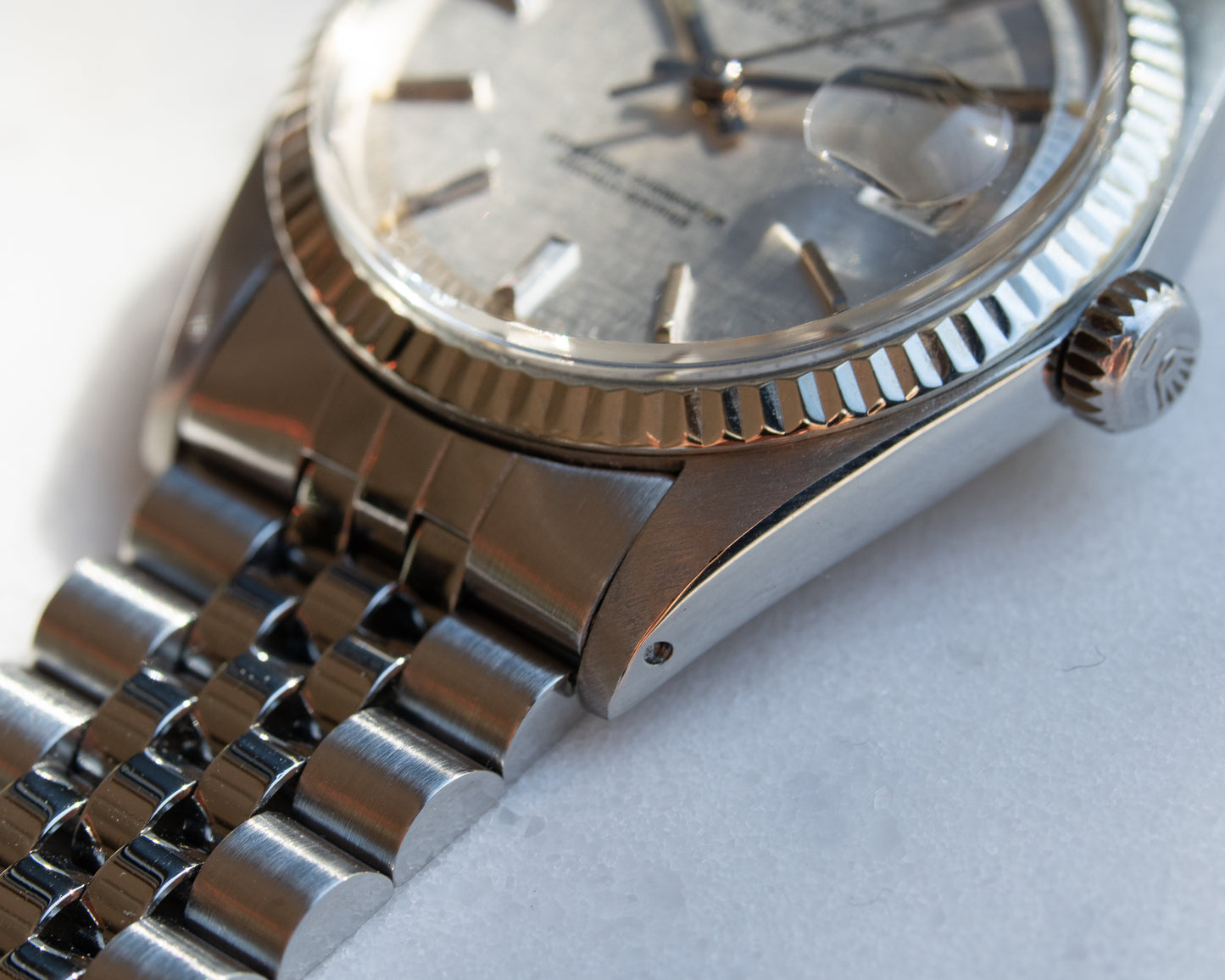 Rolex Datejust Silver Linen dial ref 1601 from 1970's