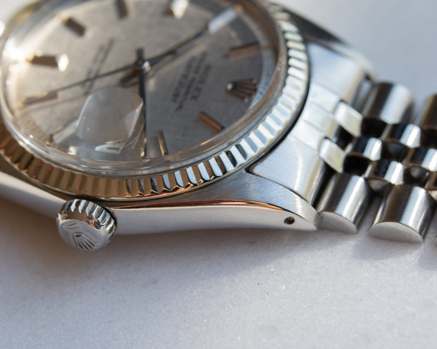 Rolex Datejust Silver Linen dial ref 1601 from 1970's