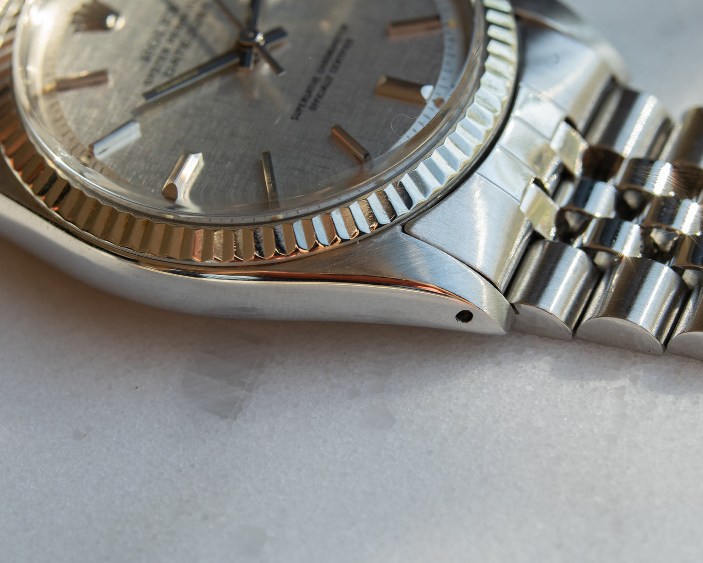 Rolex Datejust Silver Linen dial ref 1601 from 1970's