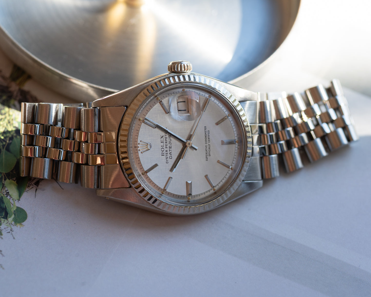Rolex Datejust Silver Linen dial ref 1601 from 1970's