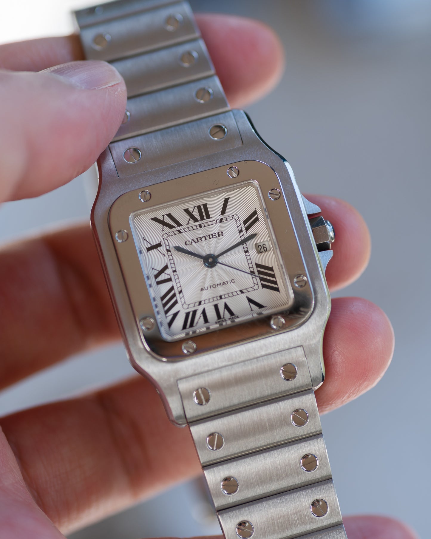 Cartier Santos Galbee LM ref 2319 in steel, box and papers