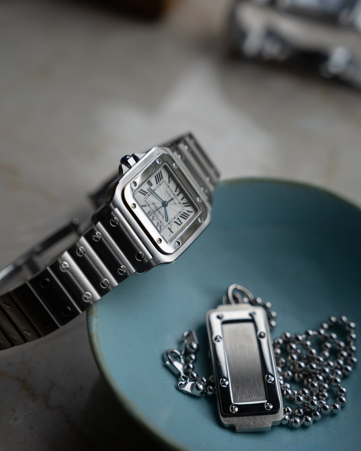 Cartier Santos Galbee LM ref 2319 in steel, box and papers