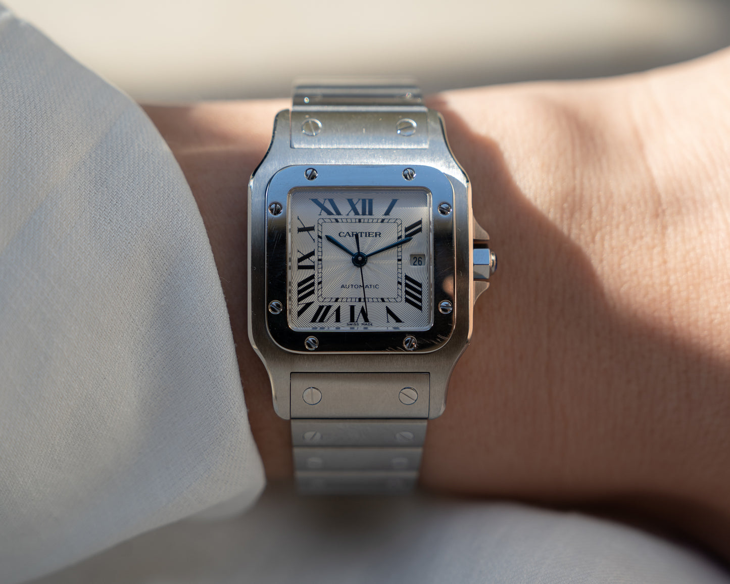 Cartier Santos Galbee LM ref 2319 in steel, box and papers
