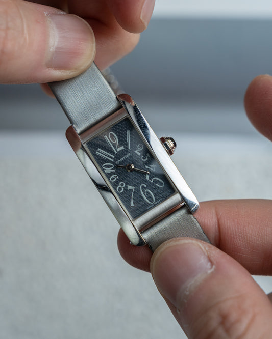 Cartier Tank Américaine in white gold, ref 1713, grey dial, full set