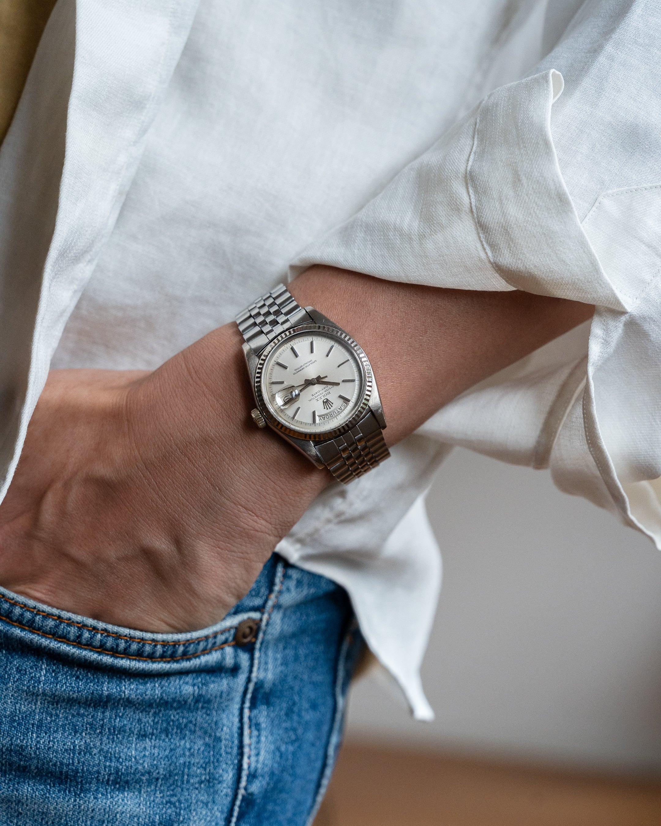 Rolex Day-Date in White Gold ref 1803 non lume Silver Dial from 1974