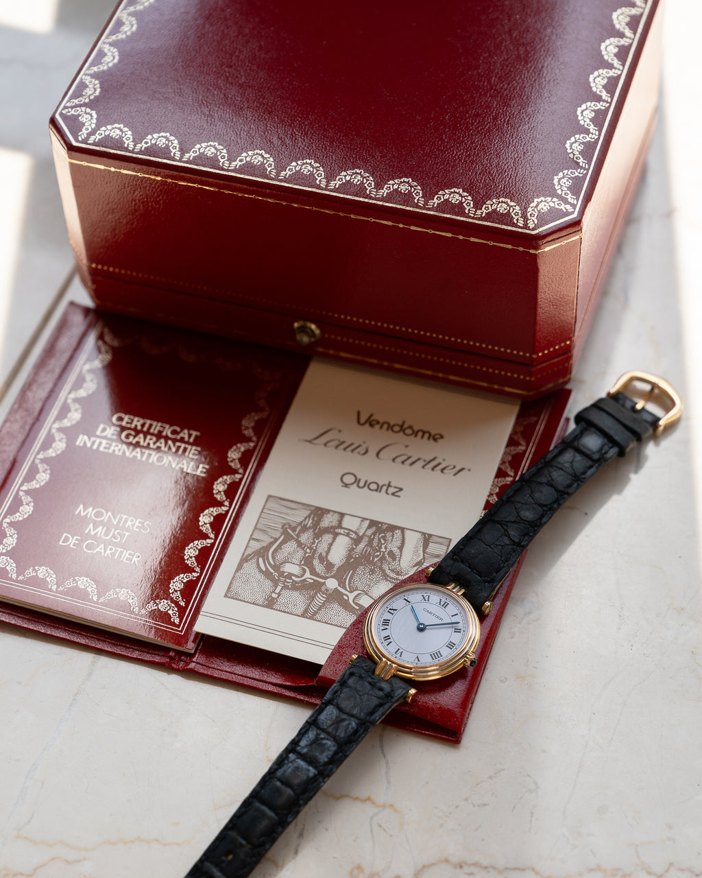 Cartier Vendome Trinity- Yellow Gold, Rose Gold, White Gold- ref. 81004, SM size, box & papers