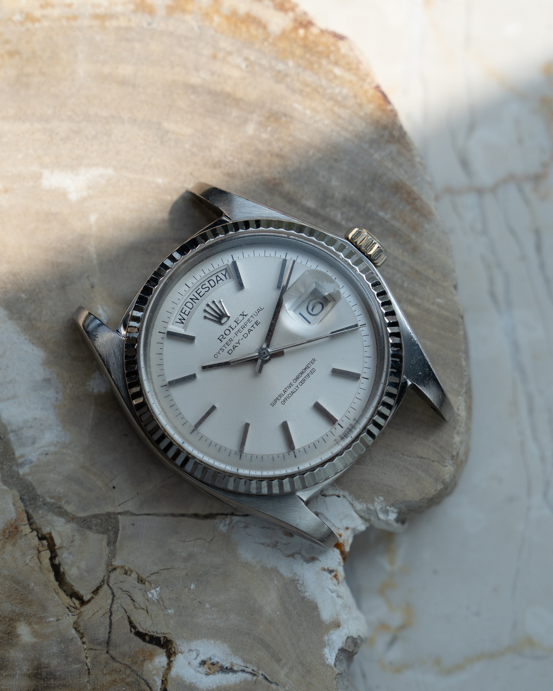 Rolex Day-Date in White Gold ref 1803 non lume Silver Dial from 1974