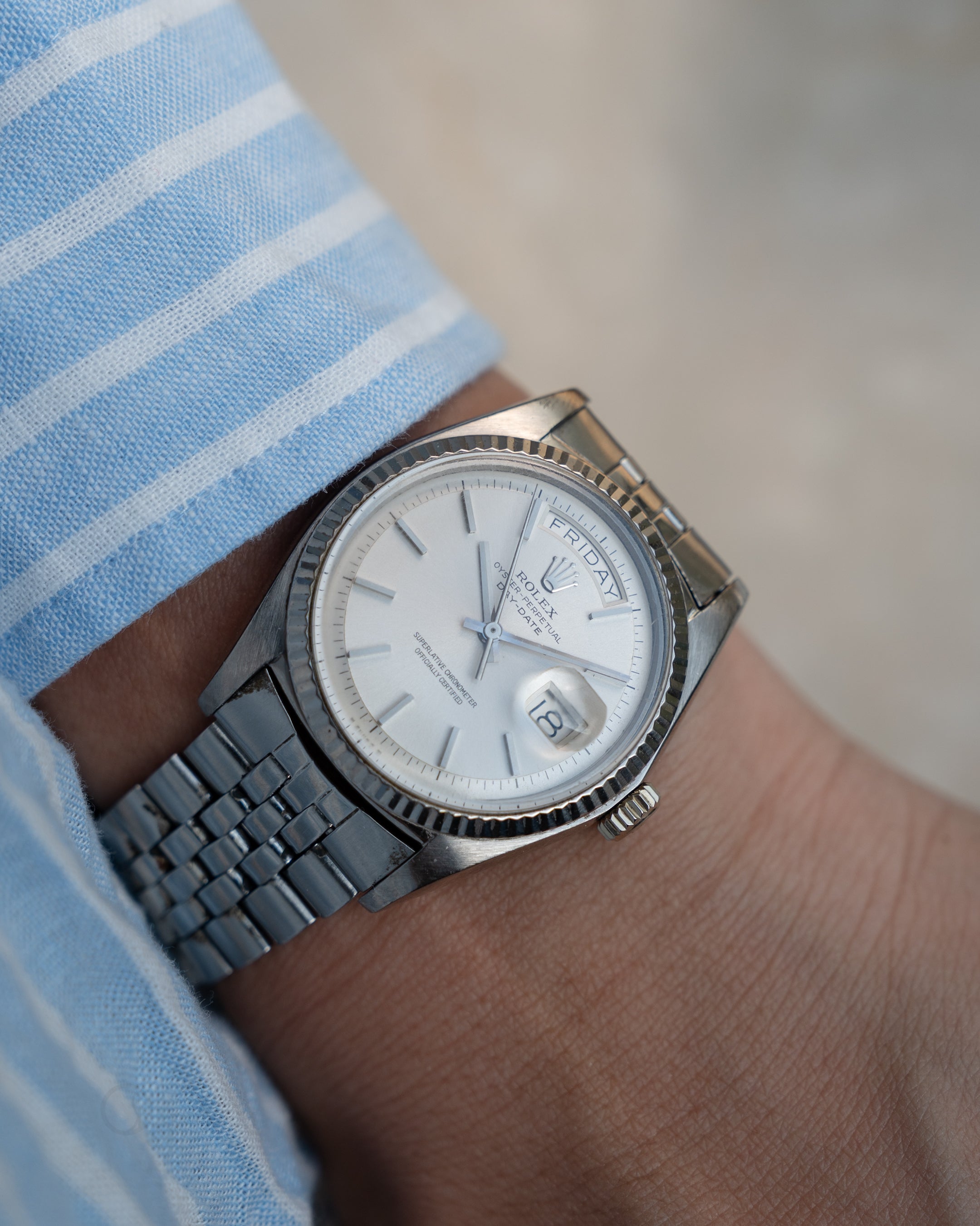 Rolex Day-Date in White Gold ref 1803 non lume Silver Dial from 1974