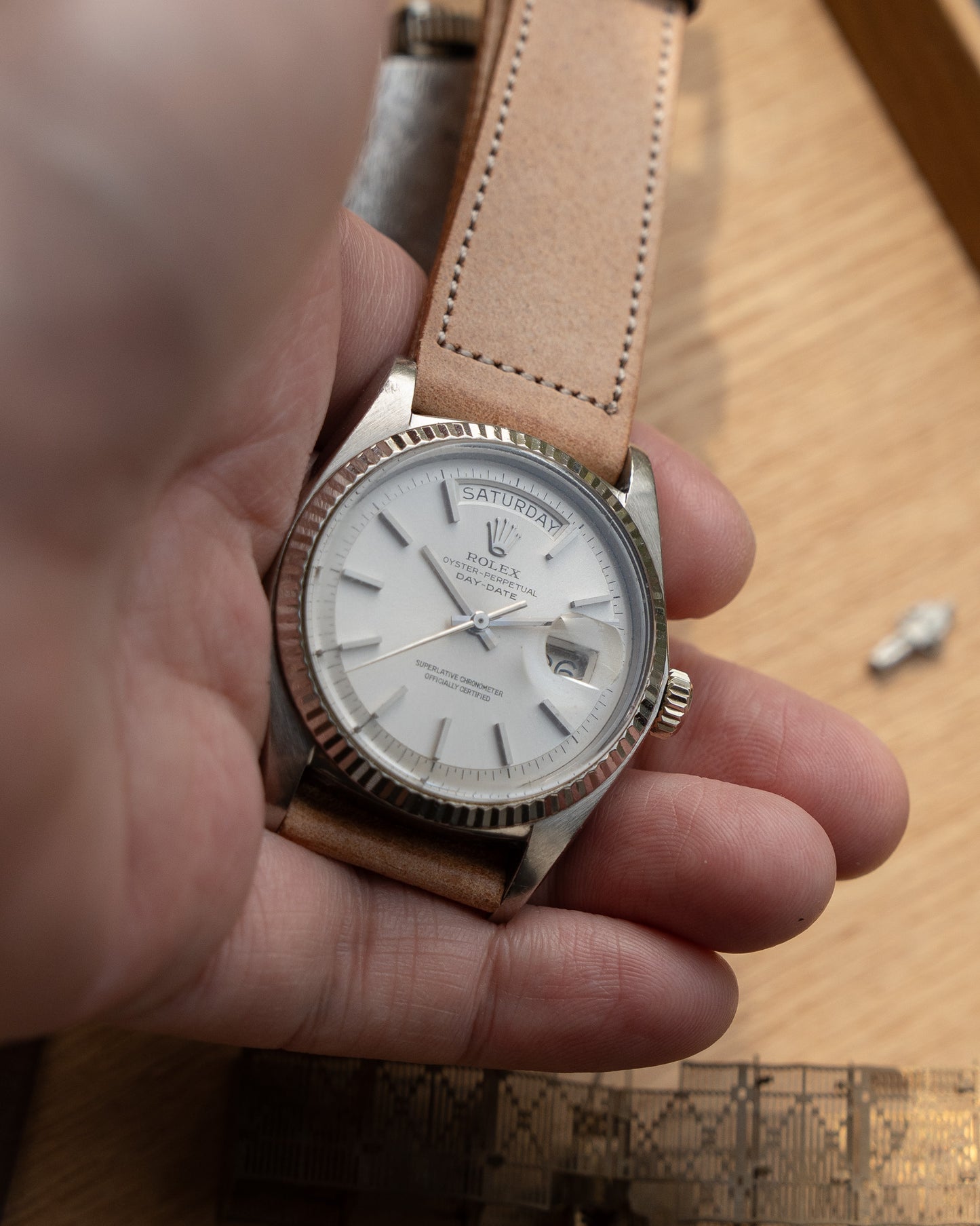 Rolex Day-Date in White Gold ref 1803 non lume Silver Dial from 1974