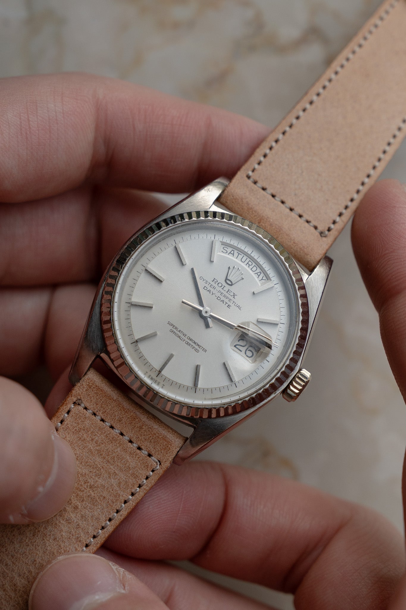 Rolex Day-Date in White Gold ref 1803 non lume Silver Dial from 1974