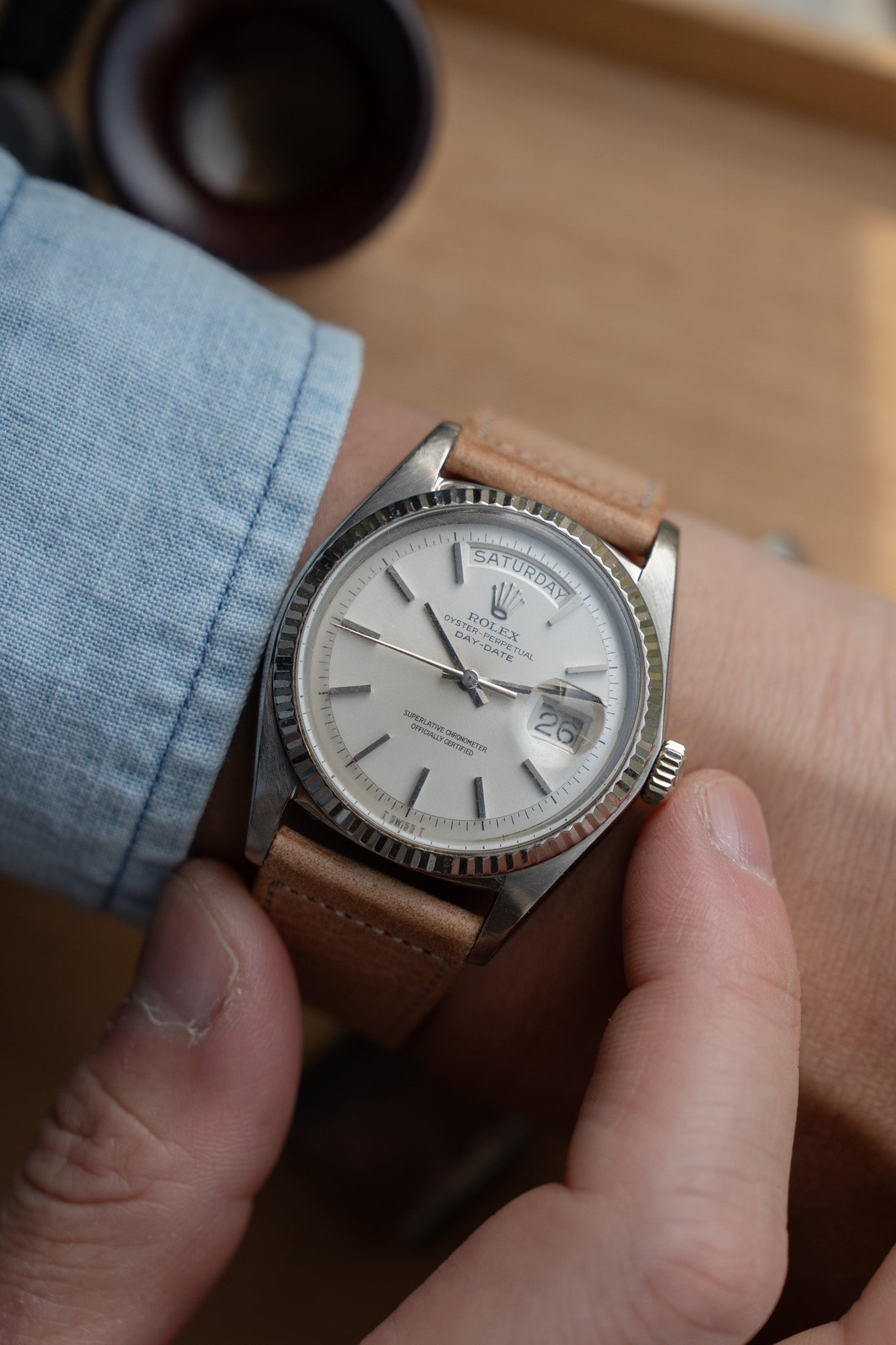 Rolex Day-Date in White Gold ref 1803 non lume Silver Dial from 1974