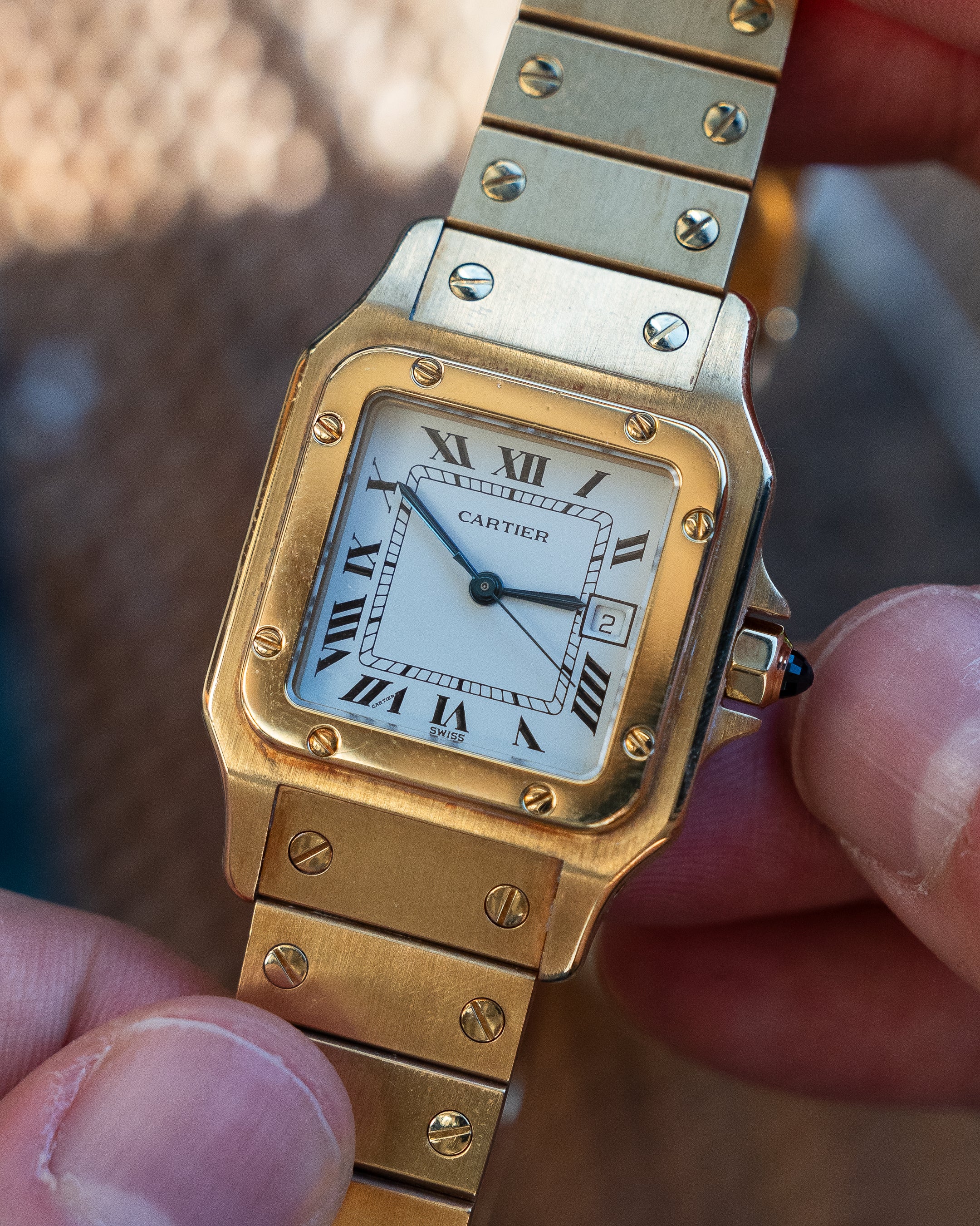 Cartier santos full gold hot sale