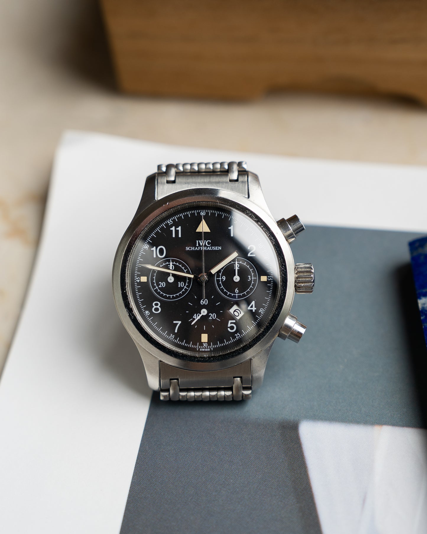 IWC Fliegerchronograph ref. 3741 mecha-quartz with original certificate of guarantee and papers