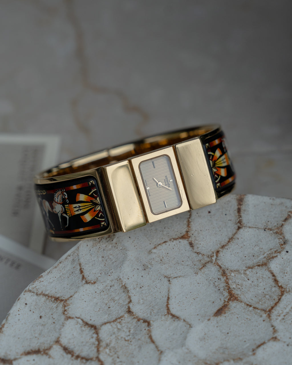 Hermes Loquet Bangle wrist watch ref L01.201 with certificate of guarantee