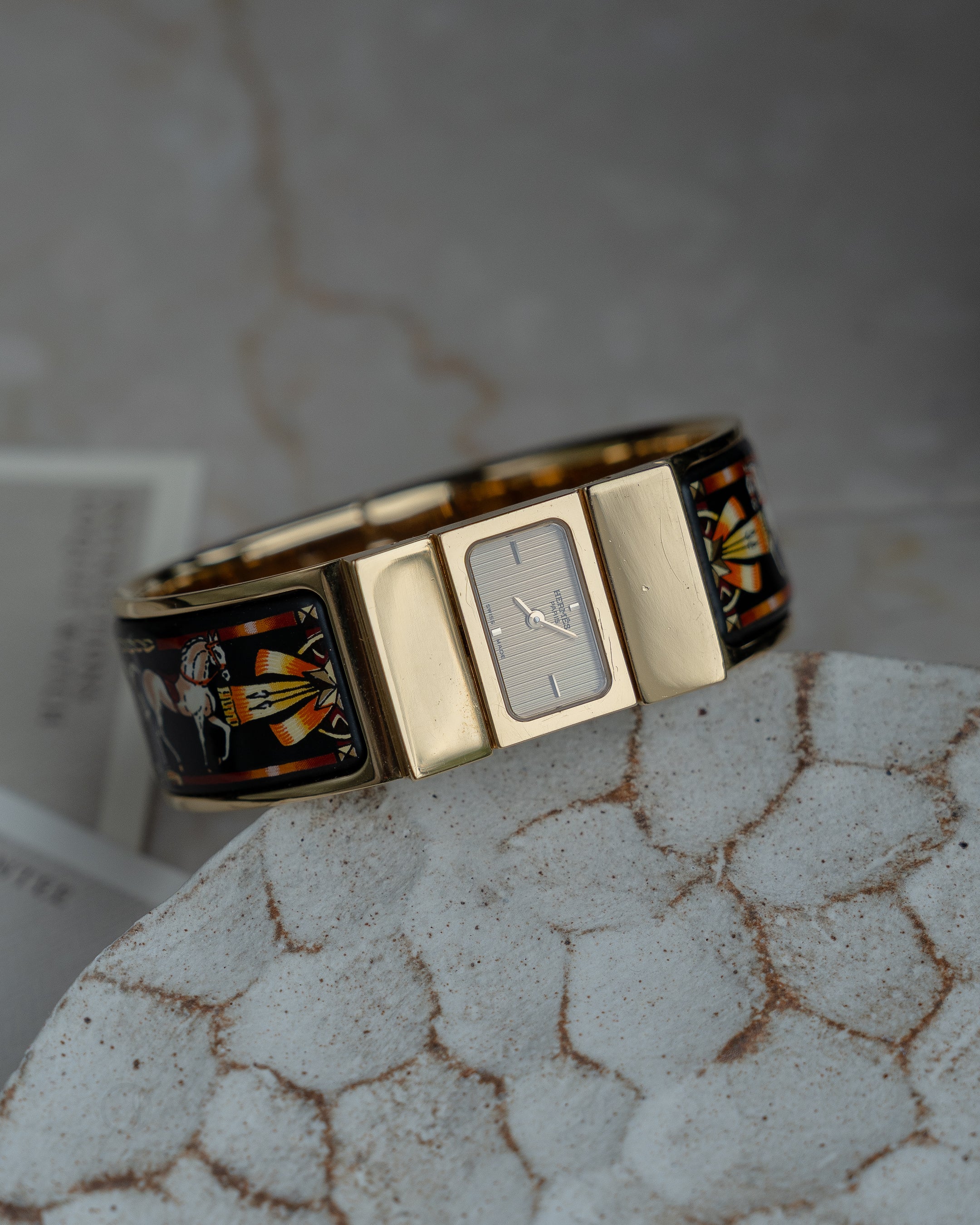 Hermes Loquet Bangle wrist watch ref L01.201 with certificate of guarantee