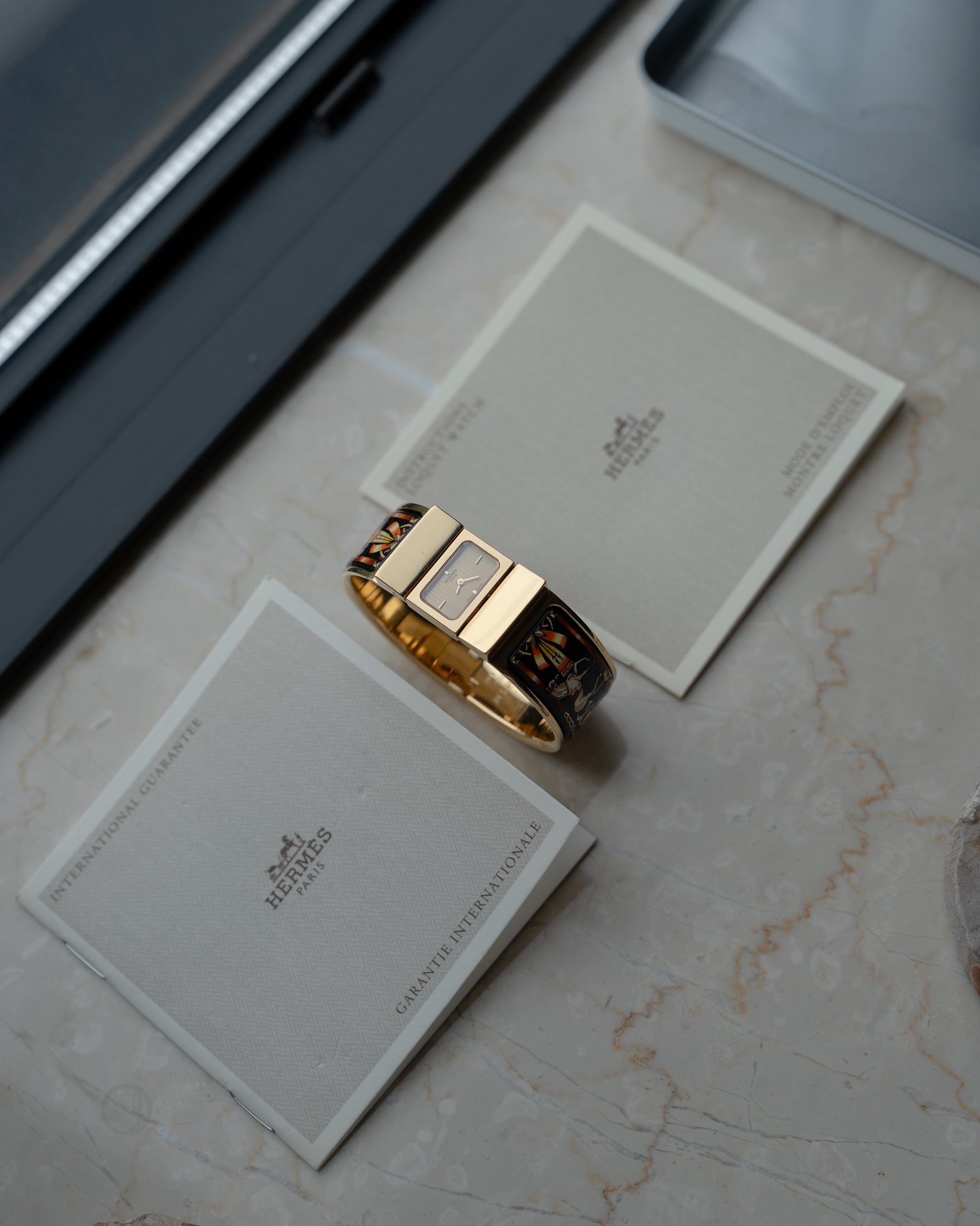 Hermes Loquet Bangle wrist watch ref L01.201 with certificate of guarantee