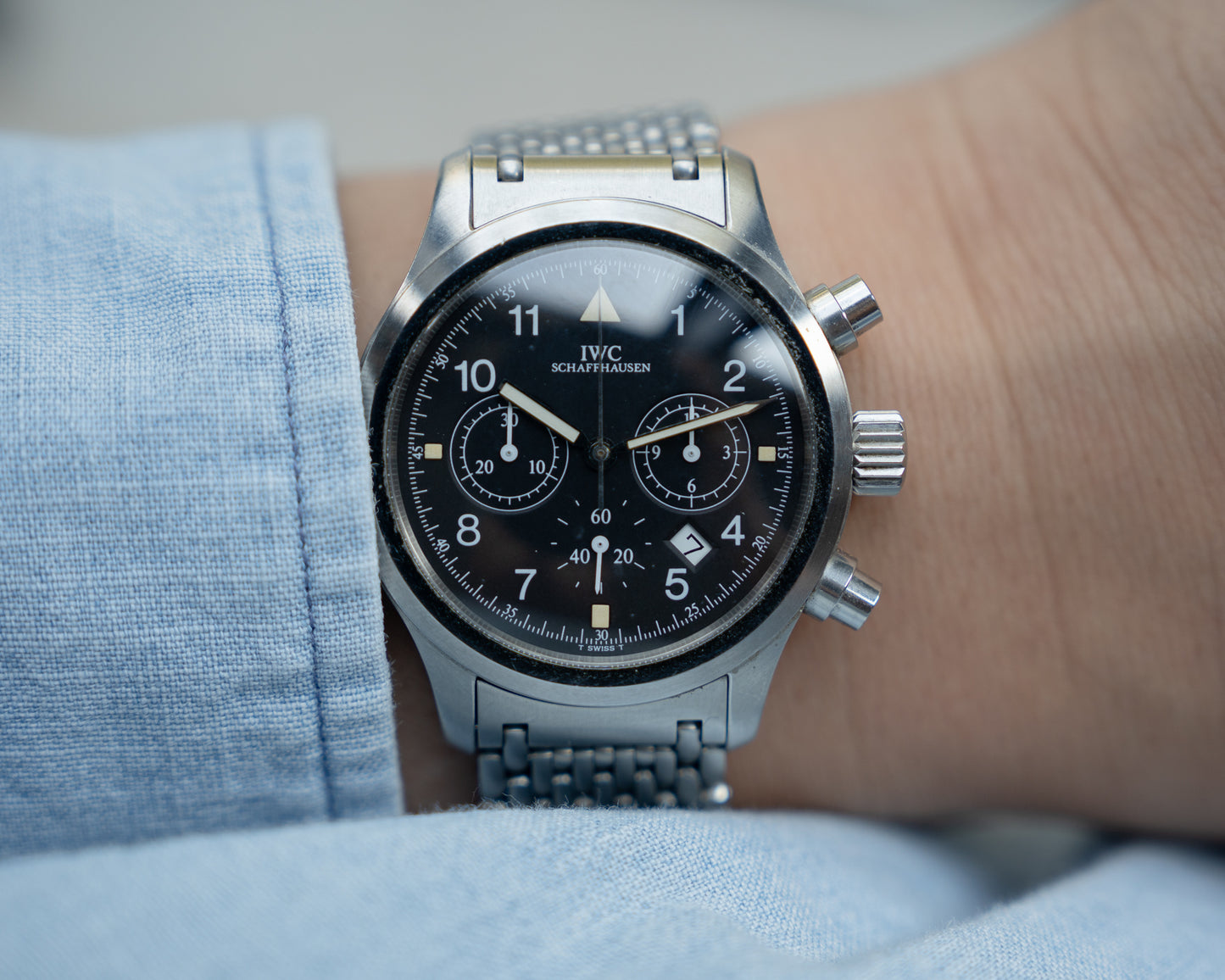 IWC Fliegerchronograph ref. 3741 mecha-quartz with original certificate of guarantee and papers