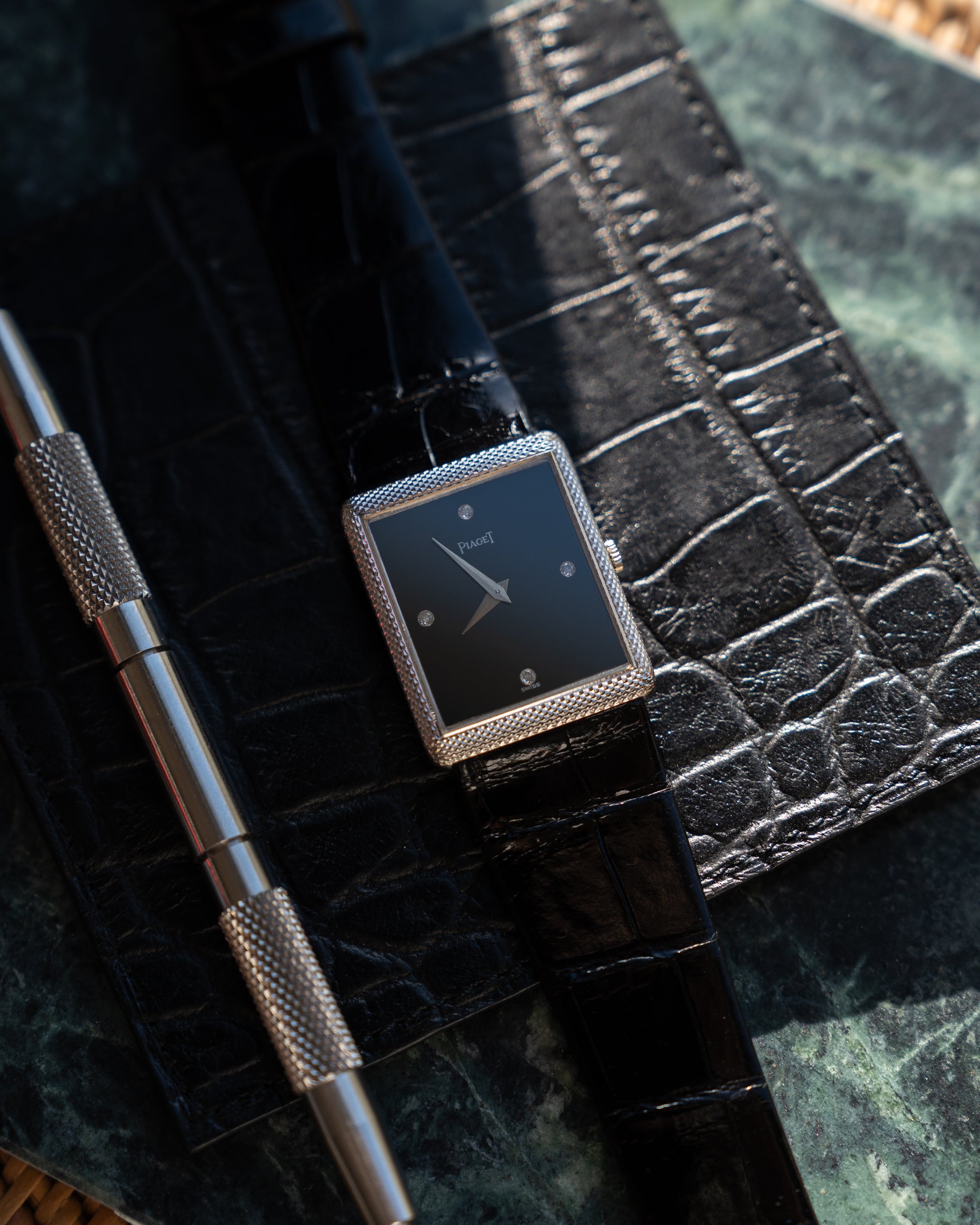 Piaget Protocole ref 9152, Onyx dial with diamond index in white gold