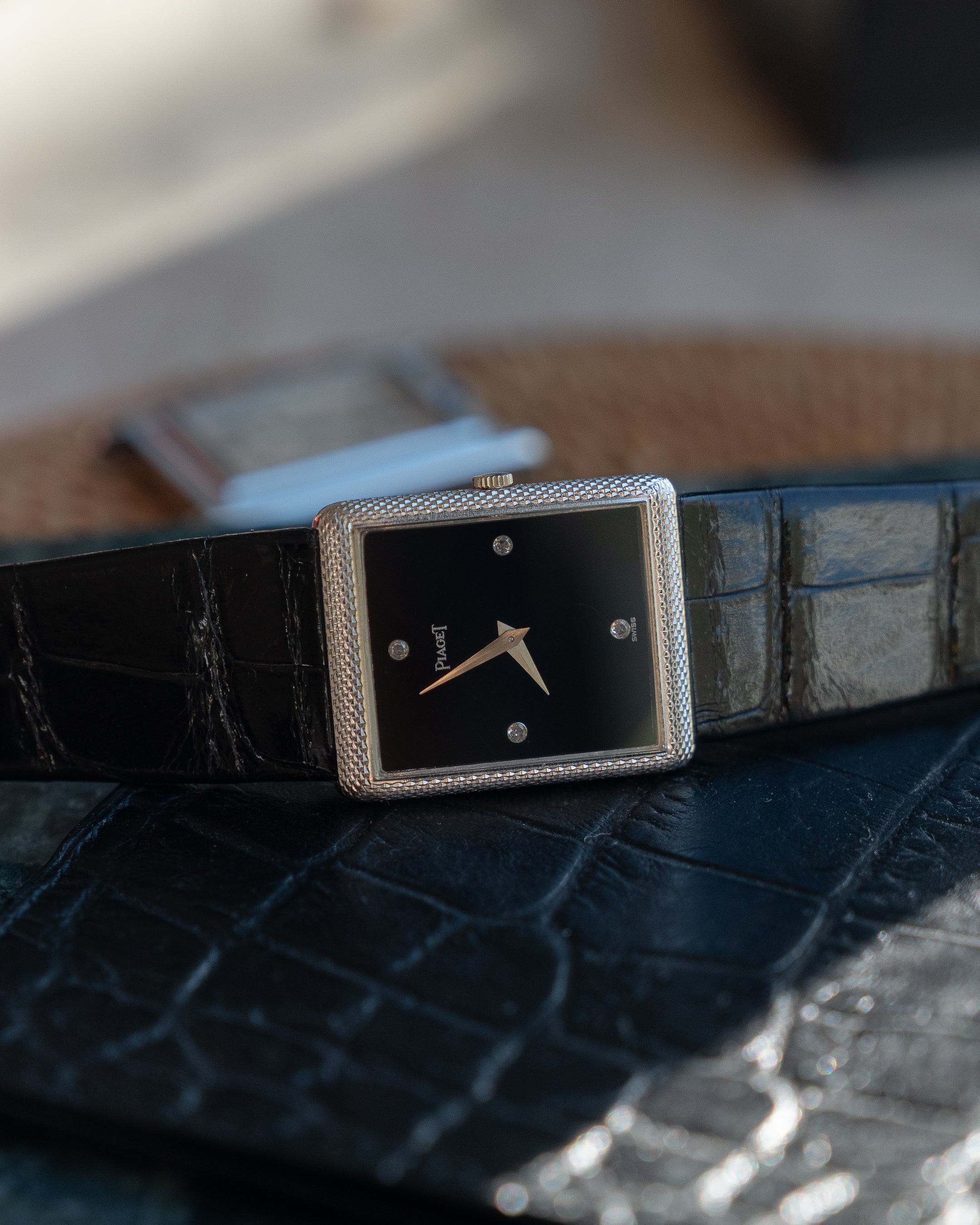 Piaget Protocole ref 9152, Onyx dial with diamond index in white gold