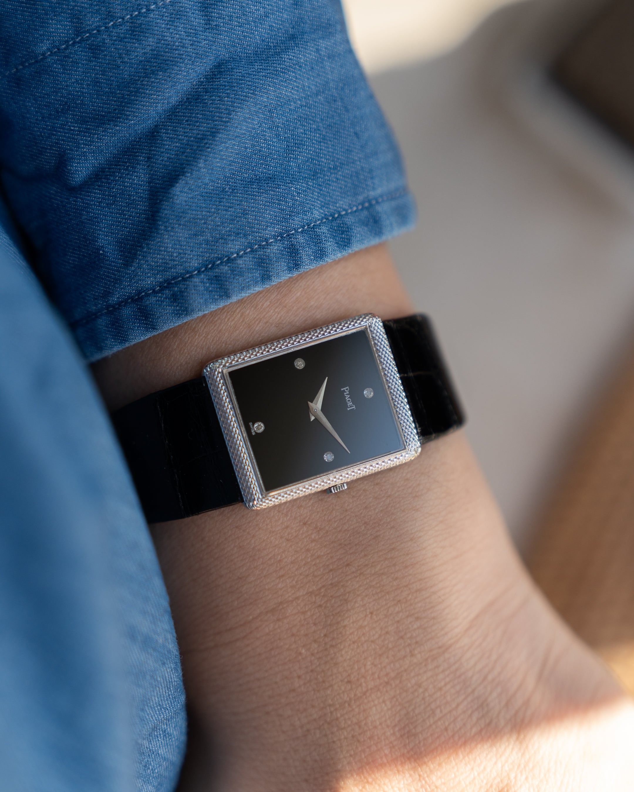Piaget Protocole ref 9152, Onyx dial with diamond index in white gold