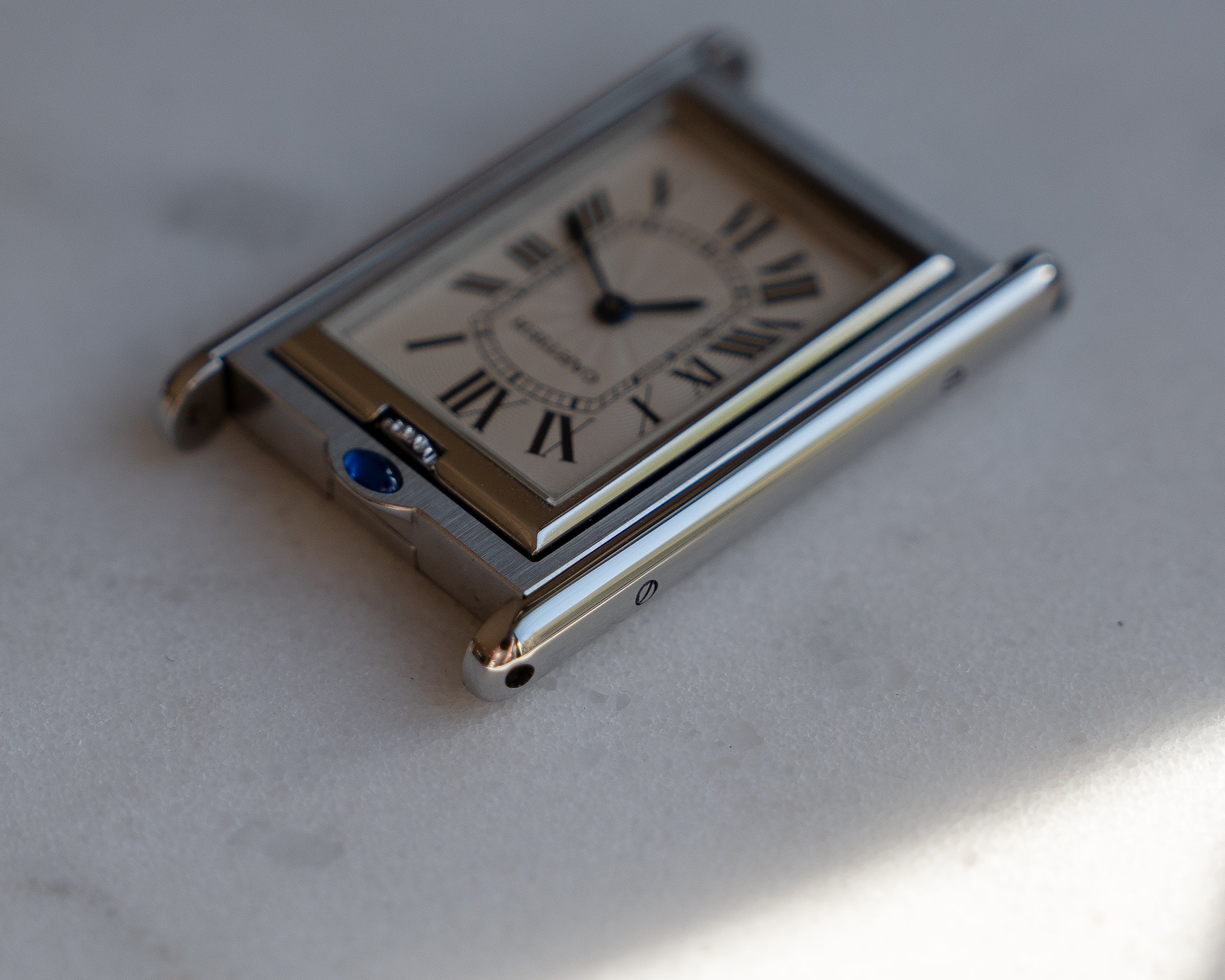 Cartier Tank Basculante in steel, ref. 2390 Mechanique, Full Set
