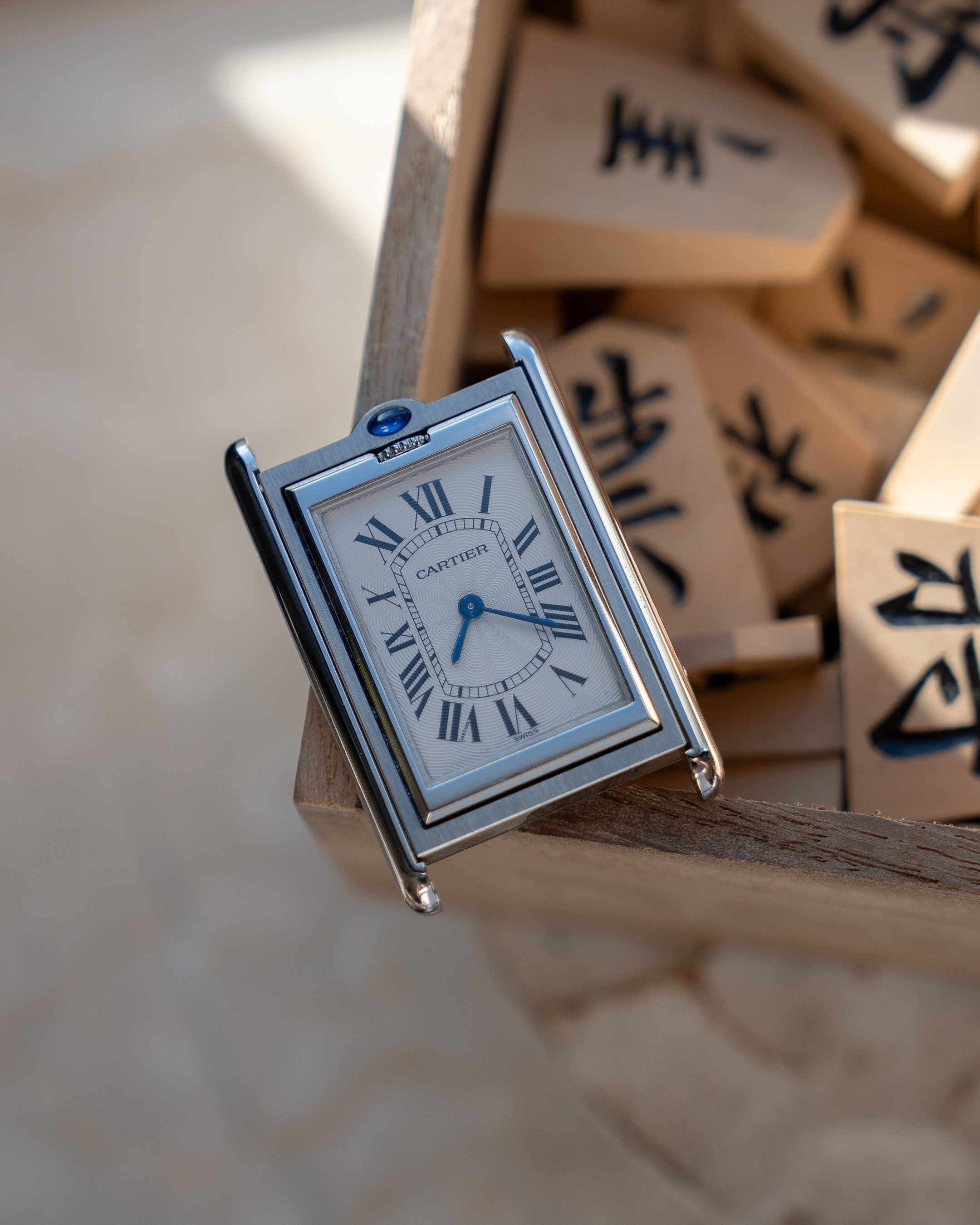 Cartier Tank Basculante in steel, ref. 2390 Mechanique, Full Set