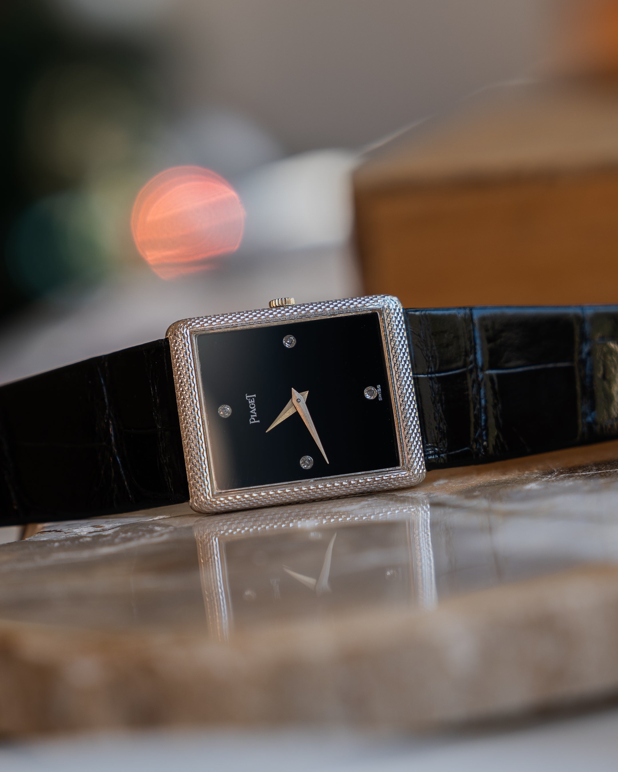 Piaget Protocole ref 9152, Onyx dial with diamond index in white gold