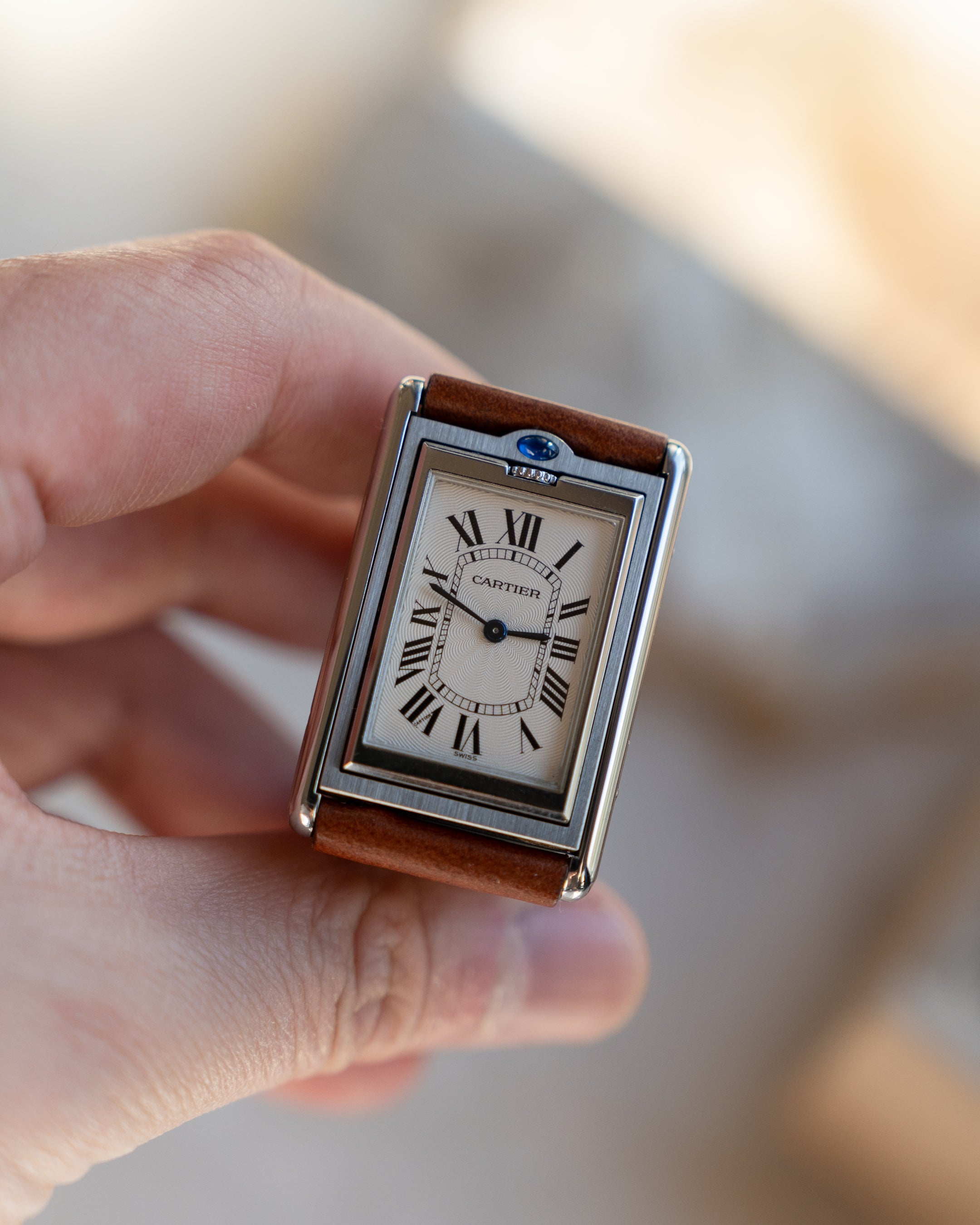 Cartier Tank Basculante in steel, ref. 2390 Mechanique, Full Set