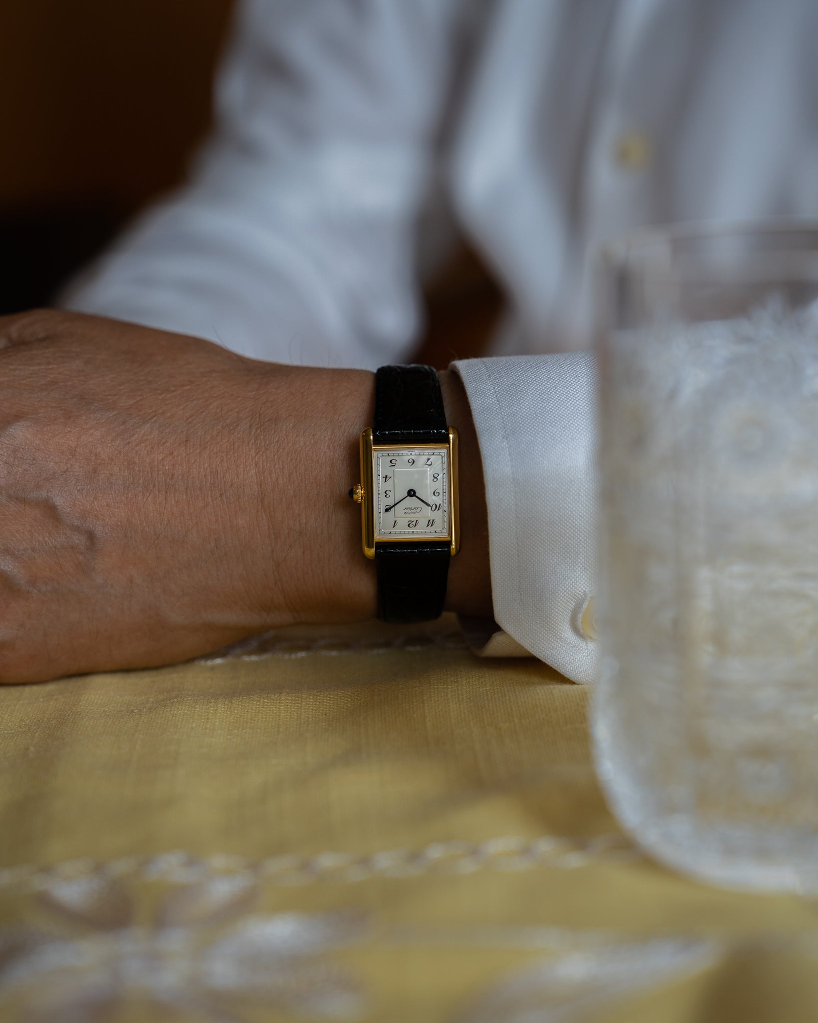 Must de Cartier Tank LM- Breguet Numeral white dial, box & papers