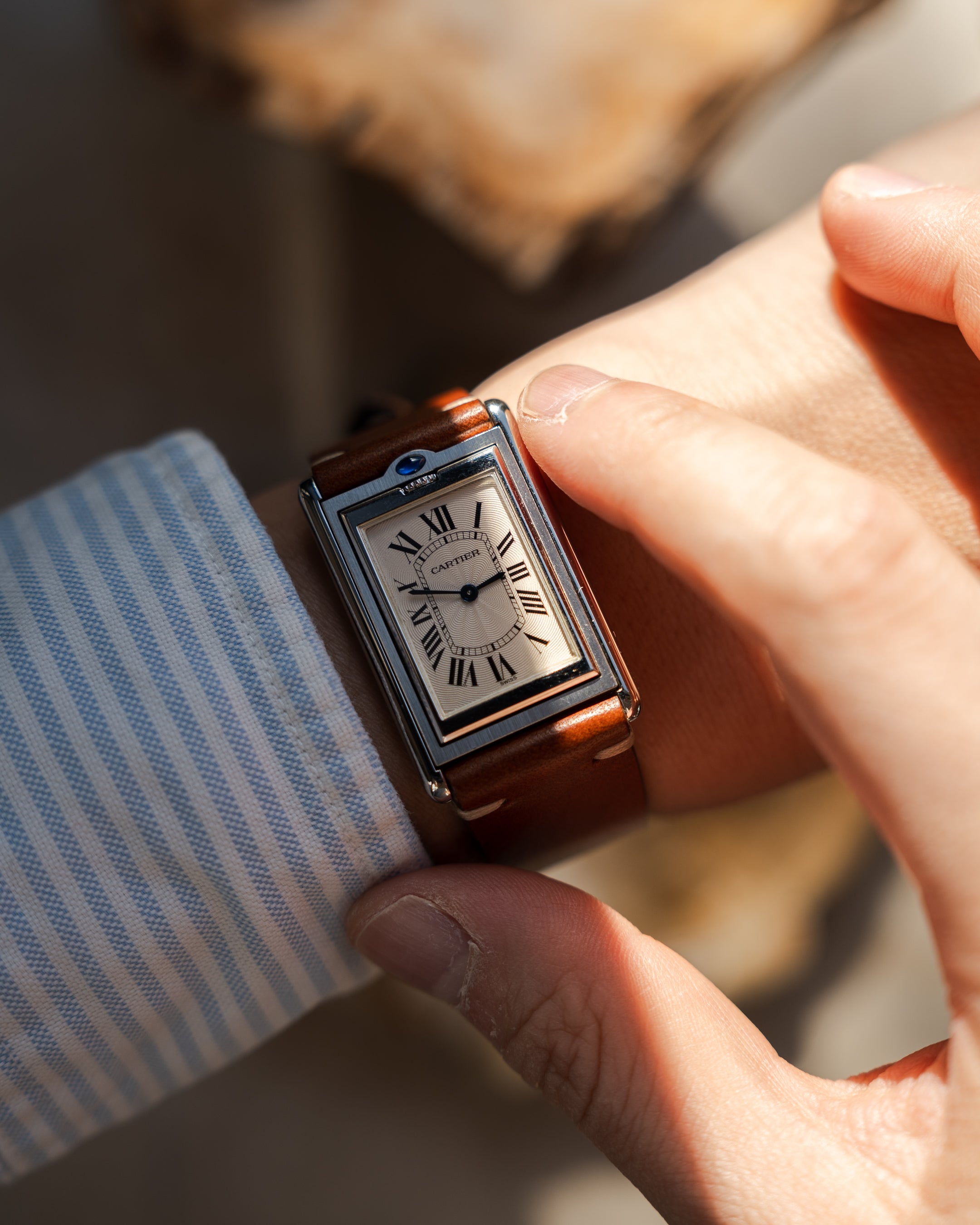 Cartier Tank Basculante in steel, ref. 2390 Mechanique, Full Set