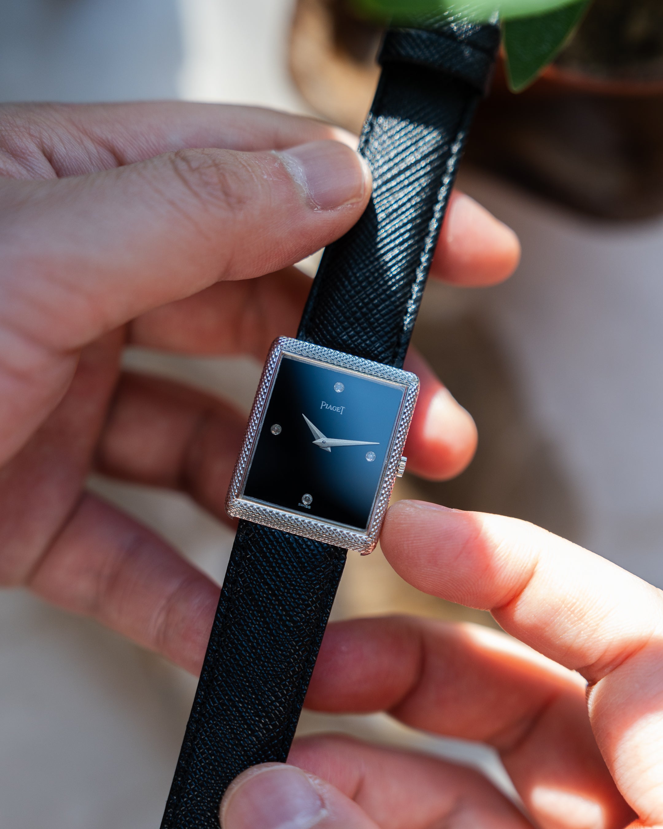 Piaget Protocole ref 9152, Onyx dial with diamond index in white gold