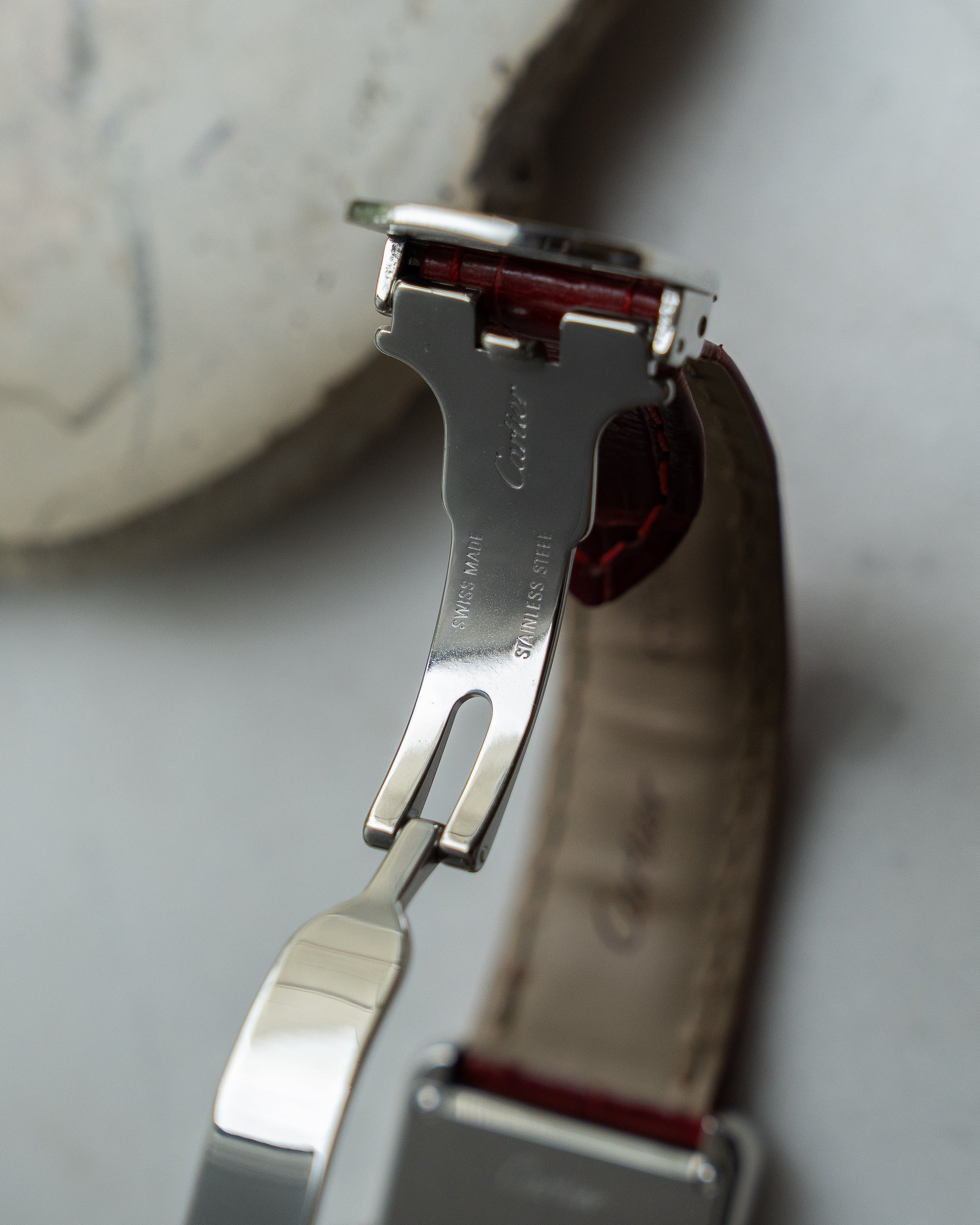 Cartier Tank Solo in steel, reference 3170, pink dial