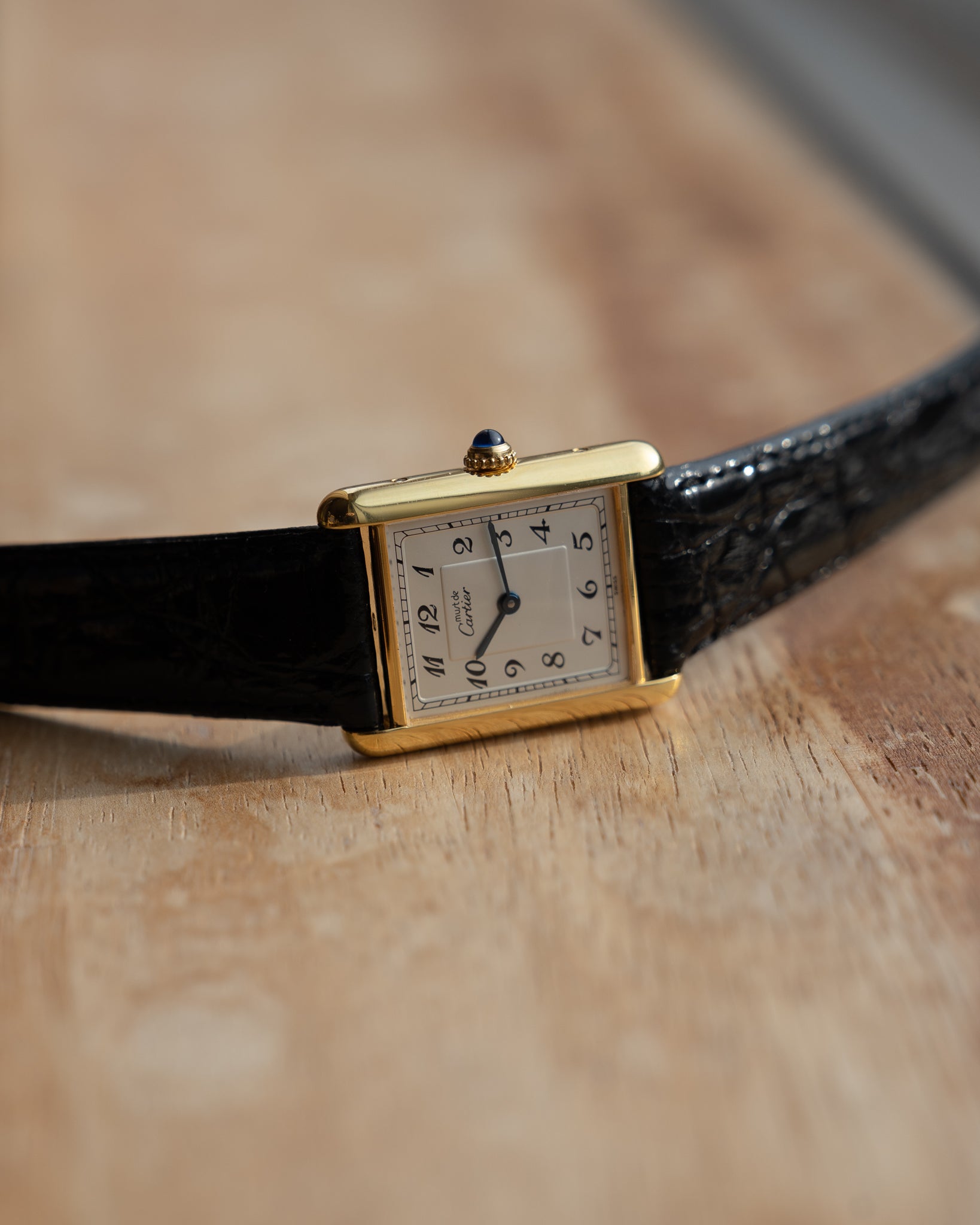 Must de Cartier Tank LM- Breguet Numeral white dial, box & papers