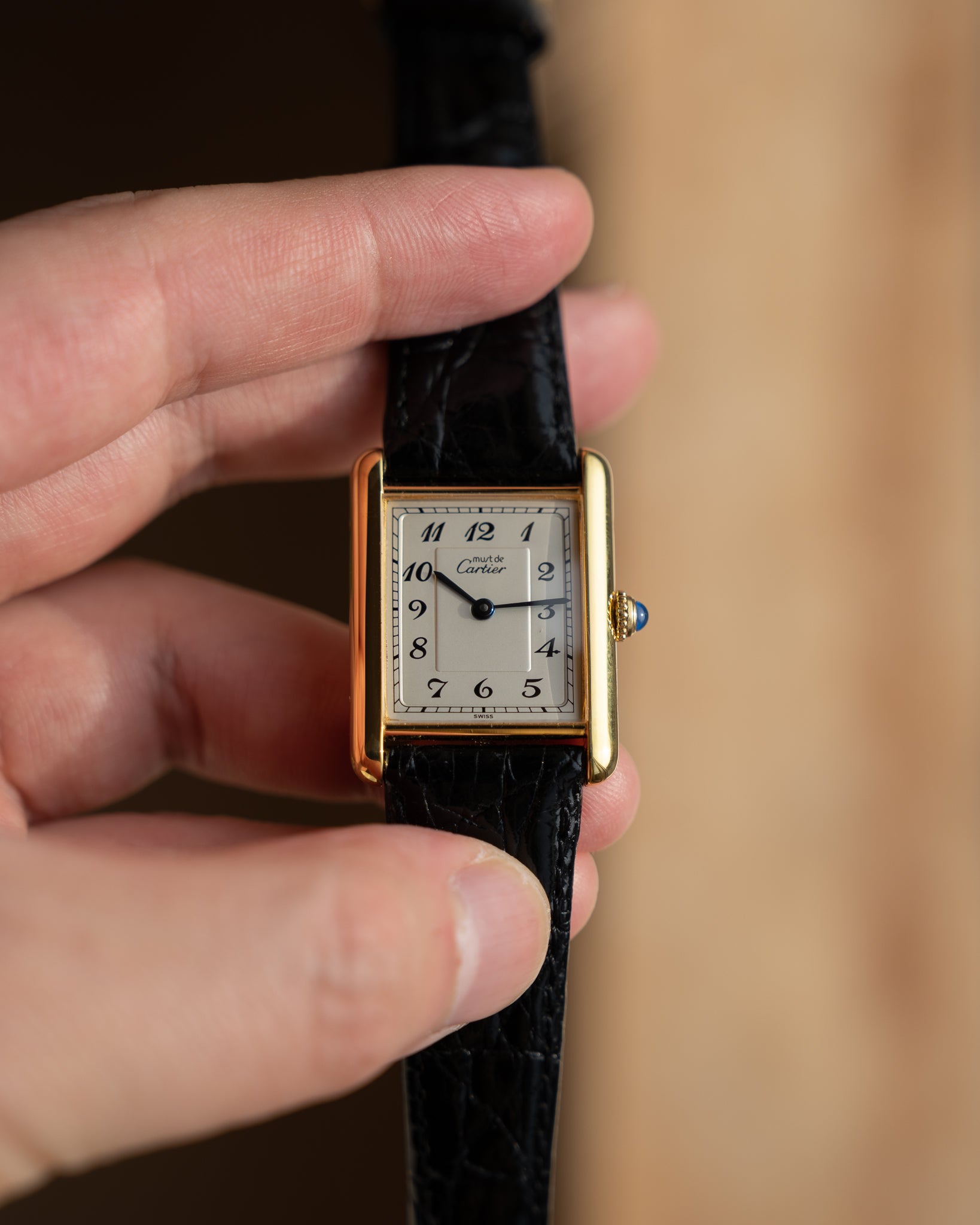 Must de Cartier Tank LM- Breguet Numeral white dial, box & papers