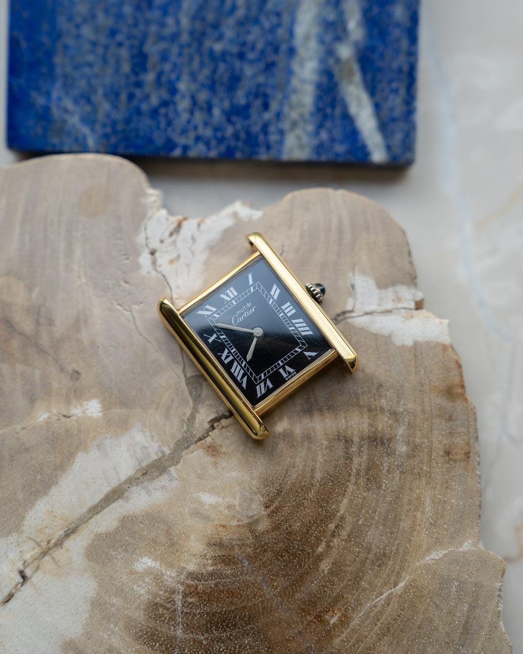 Cartier Must Tank Black Dial LM manual wind movement